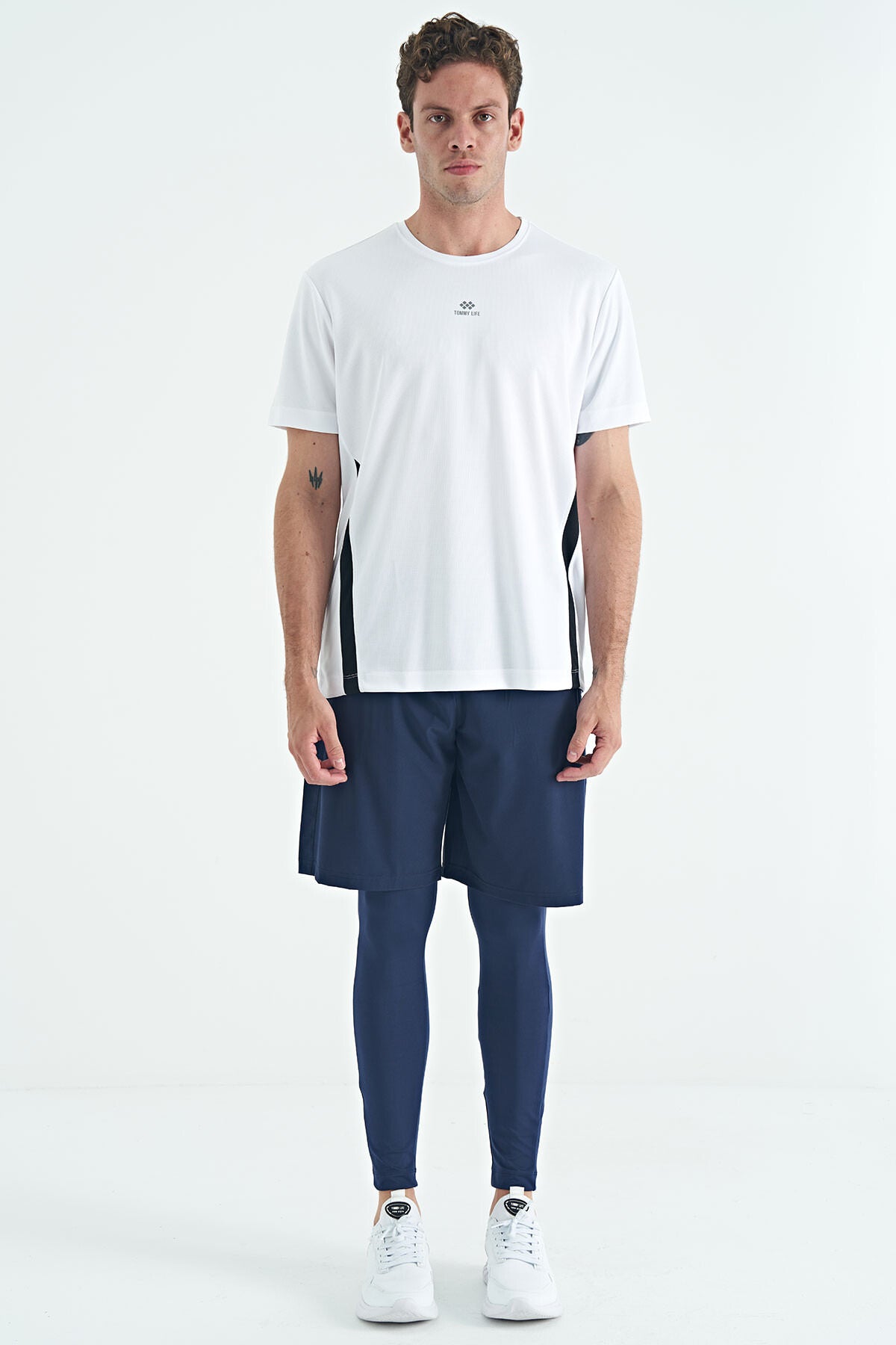 İndigo Logo Baskılı Yüksek Bel Slim Fit Aktif Spor Erkek Tayt - 84989