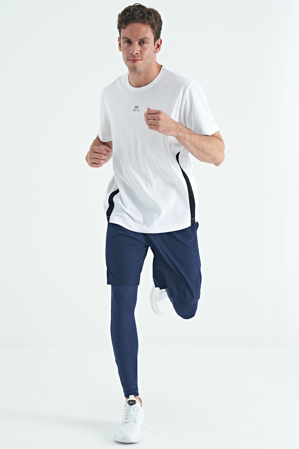 İndigo Logo Baskılı Yüksek Bel Slim Fit Aktif Spor Erkek Tayt - 84989