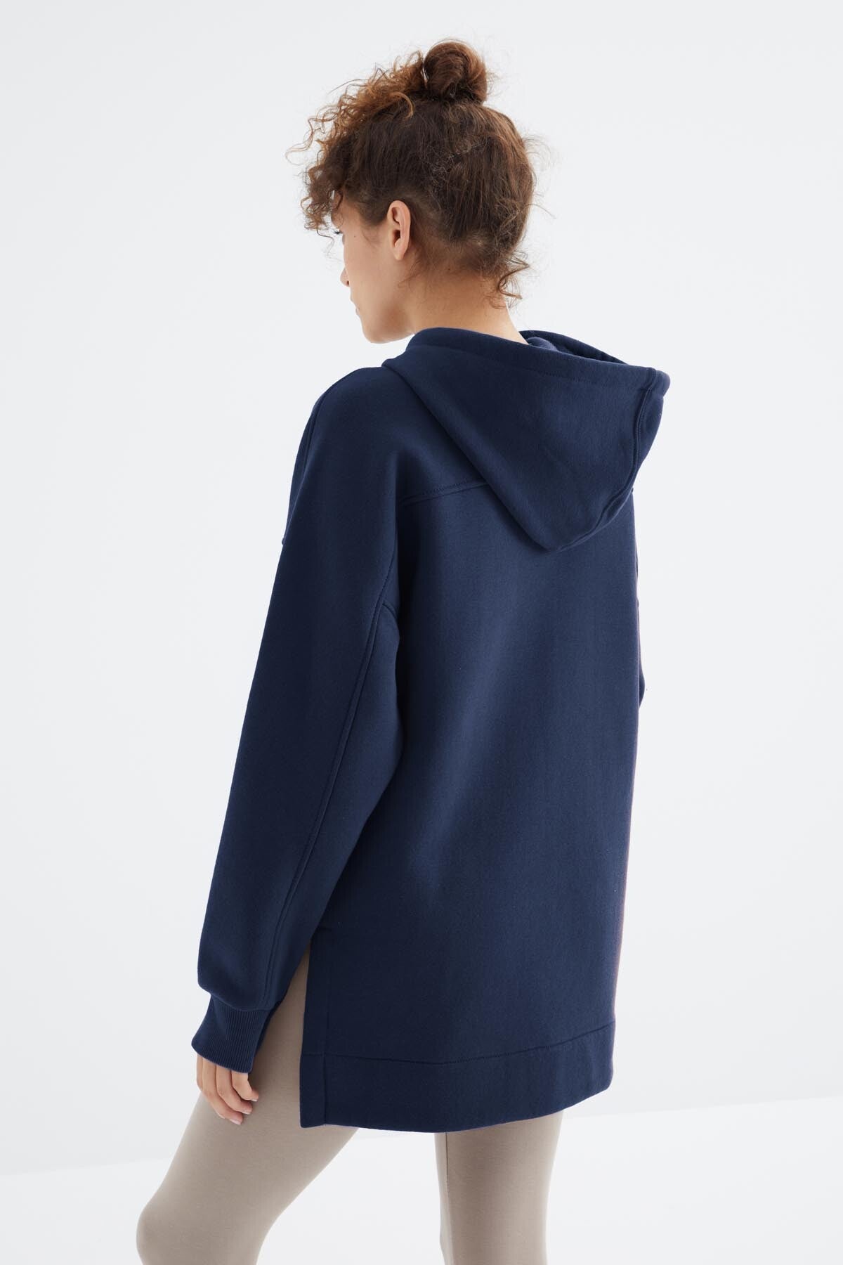 İndigo Reglan Kol Basic Kapüşonlu Oversize Sweatshirt Tunik - 97242