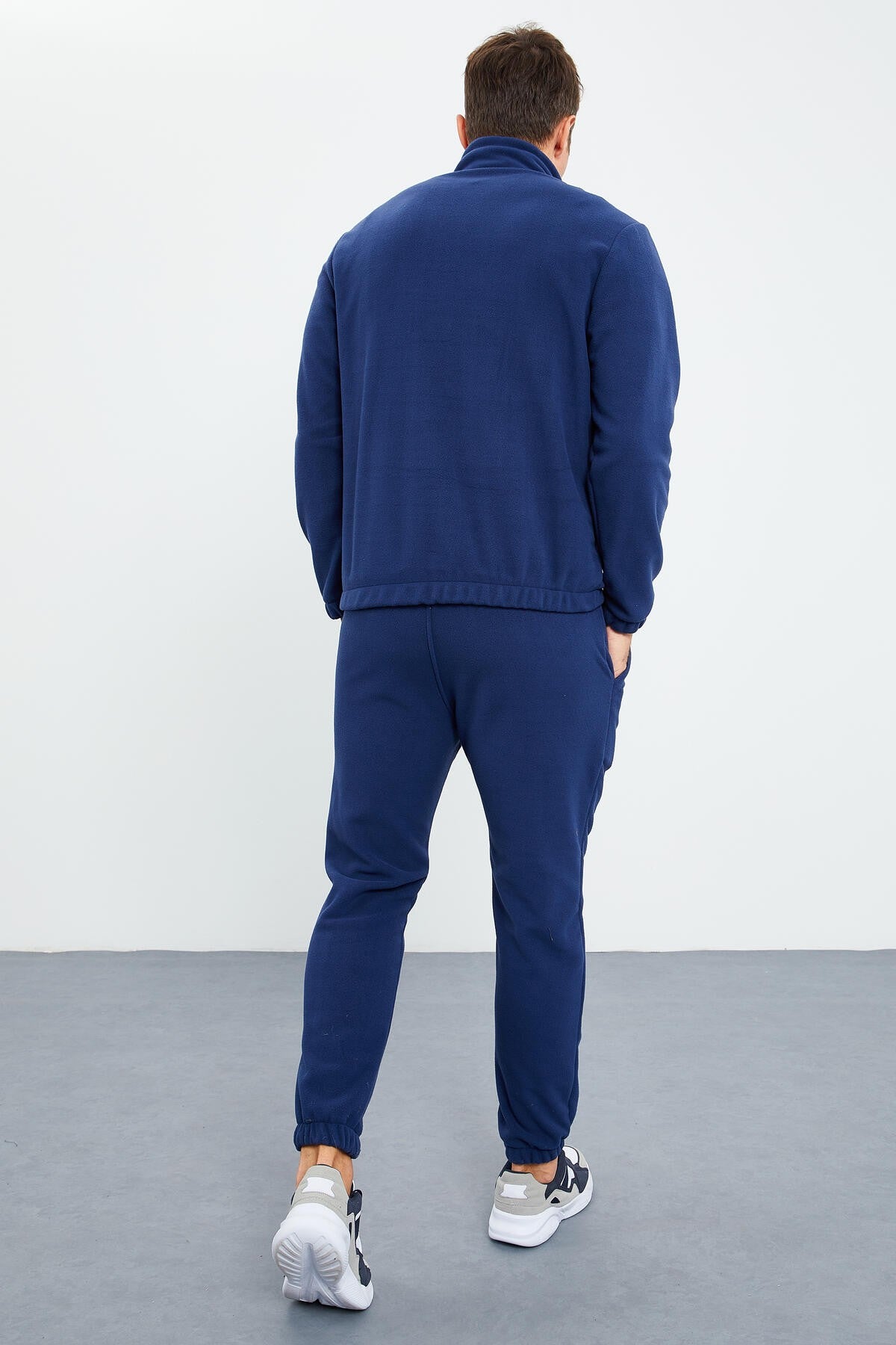İndigo Yarım Fermuar Dik Yaka Lastik Paça Polar Erkek Eşofman Takımı - 85159