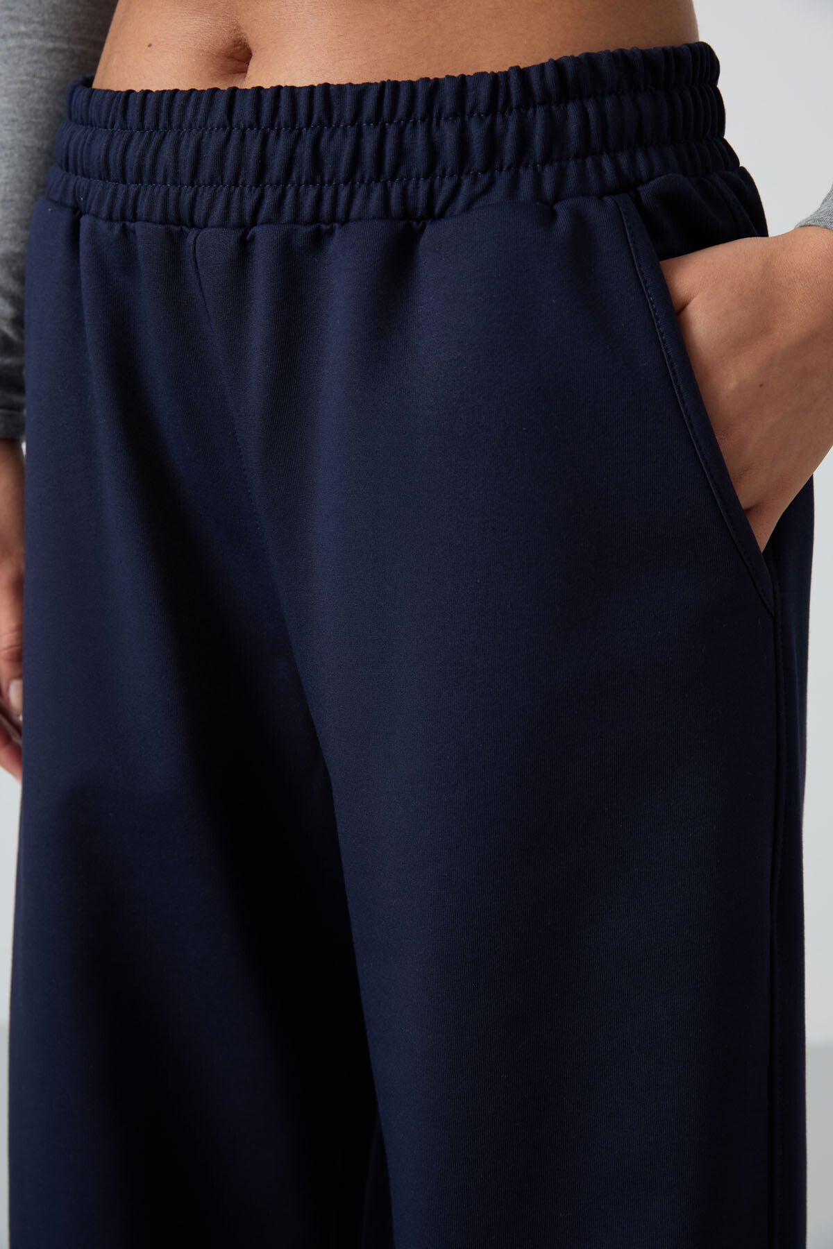 İndigo Yüksek Bel Cepli Rahat Form Geniş Paça Kadın Eşofman Alt - 94567