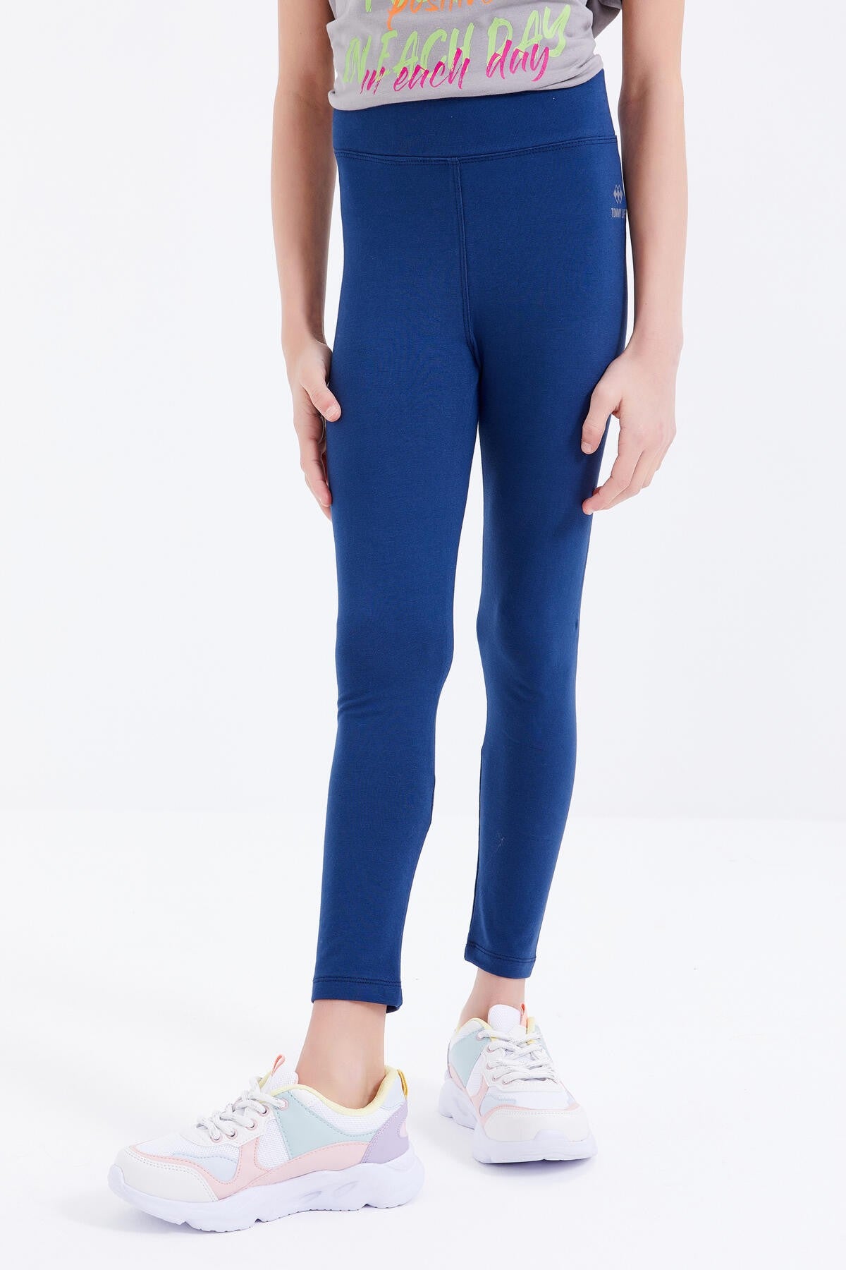 İndigo Yüksek Bel Dar Paça Kız Çocuk Tayt - 75047