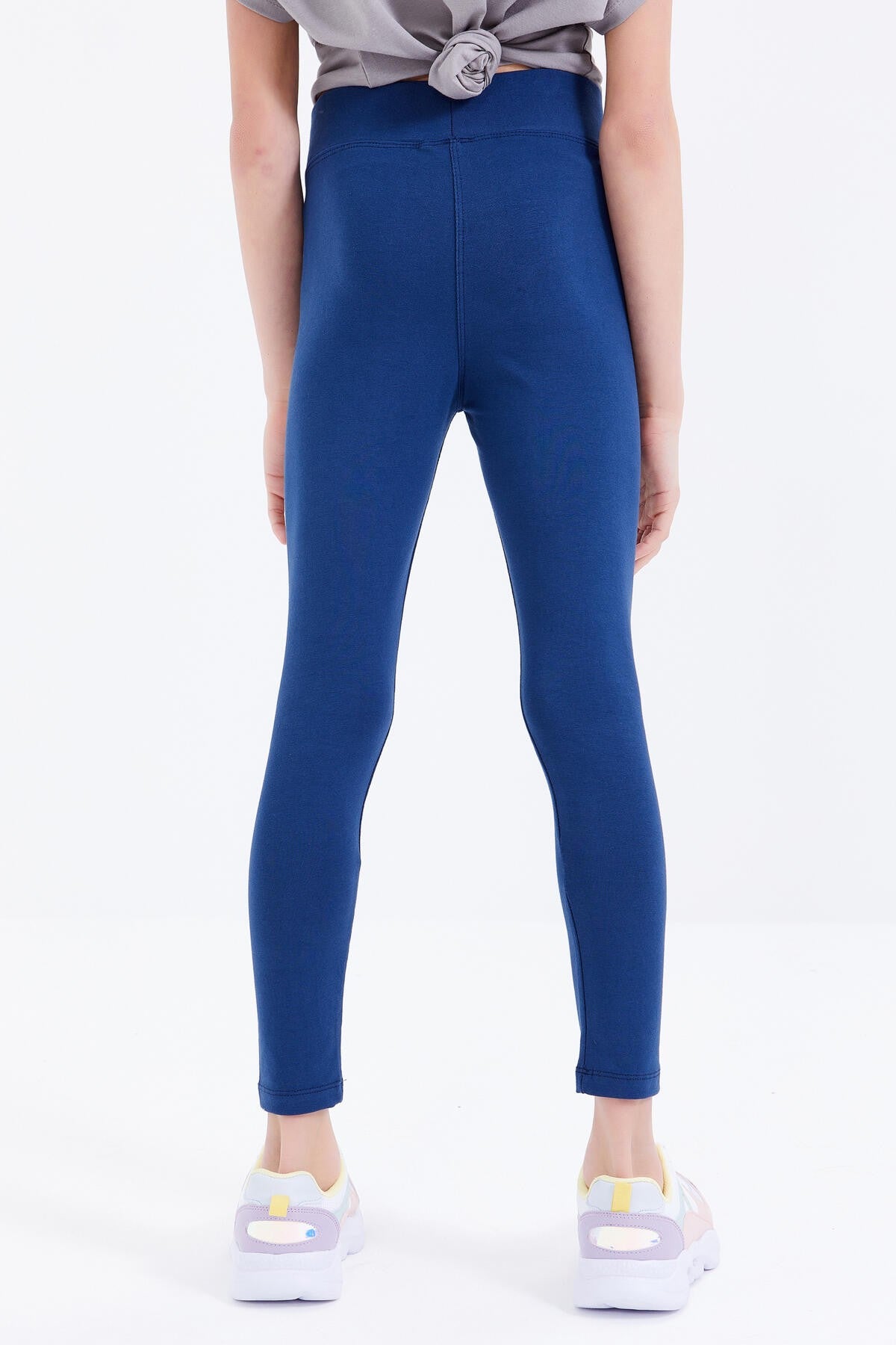 İndigo Yüksek Bel Dar Paça Kız Çocuk Tayt - 75047