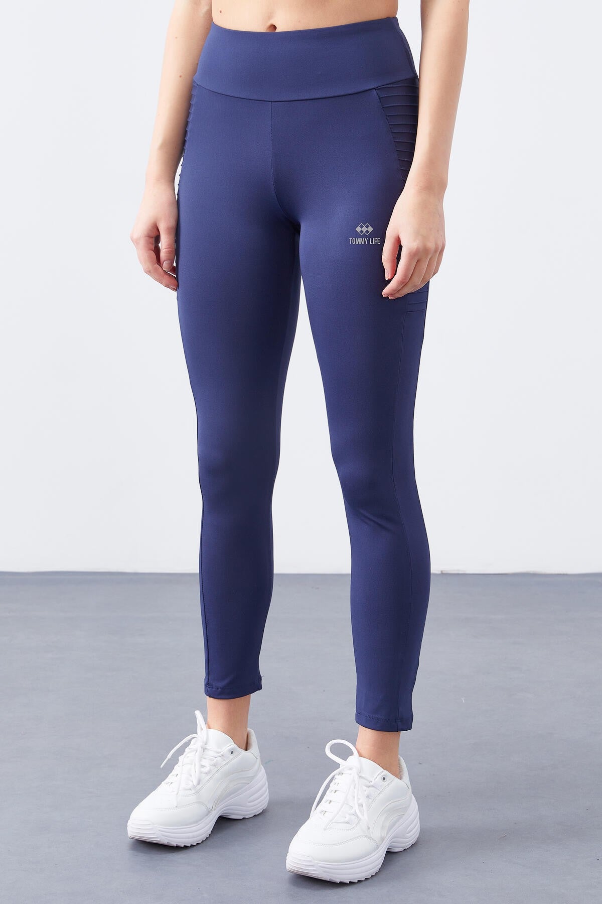 İndigo Yüksek Bel Toparlayıcı Slim Fit Dar Paça Kadın Tayt - 94568