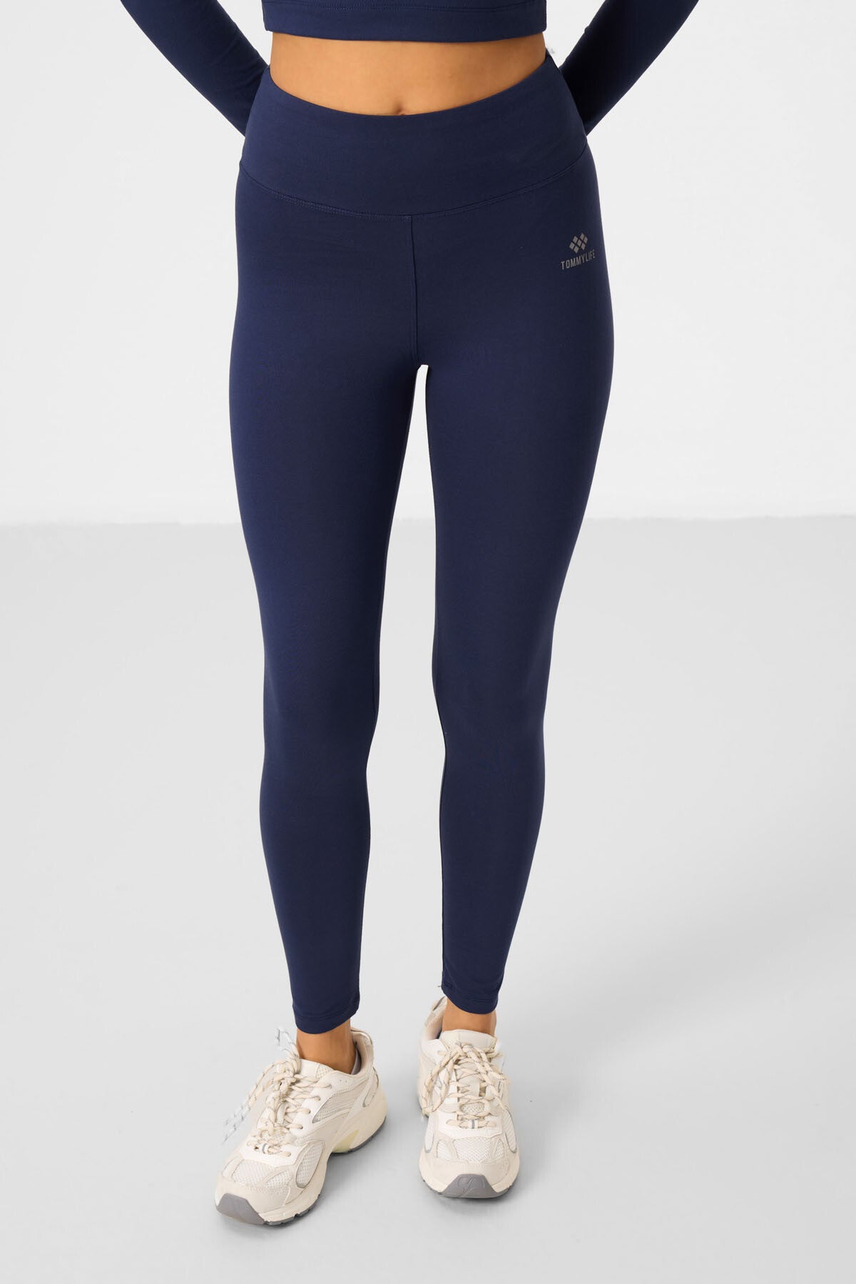 İndigo Yüksek Bel Uzun Kollu Slim Fit Crop Top Kadın Tayt Takım - 95286