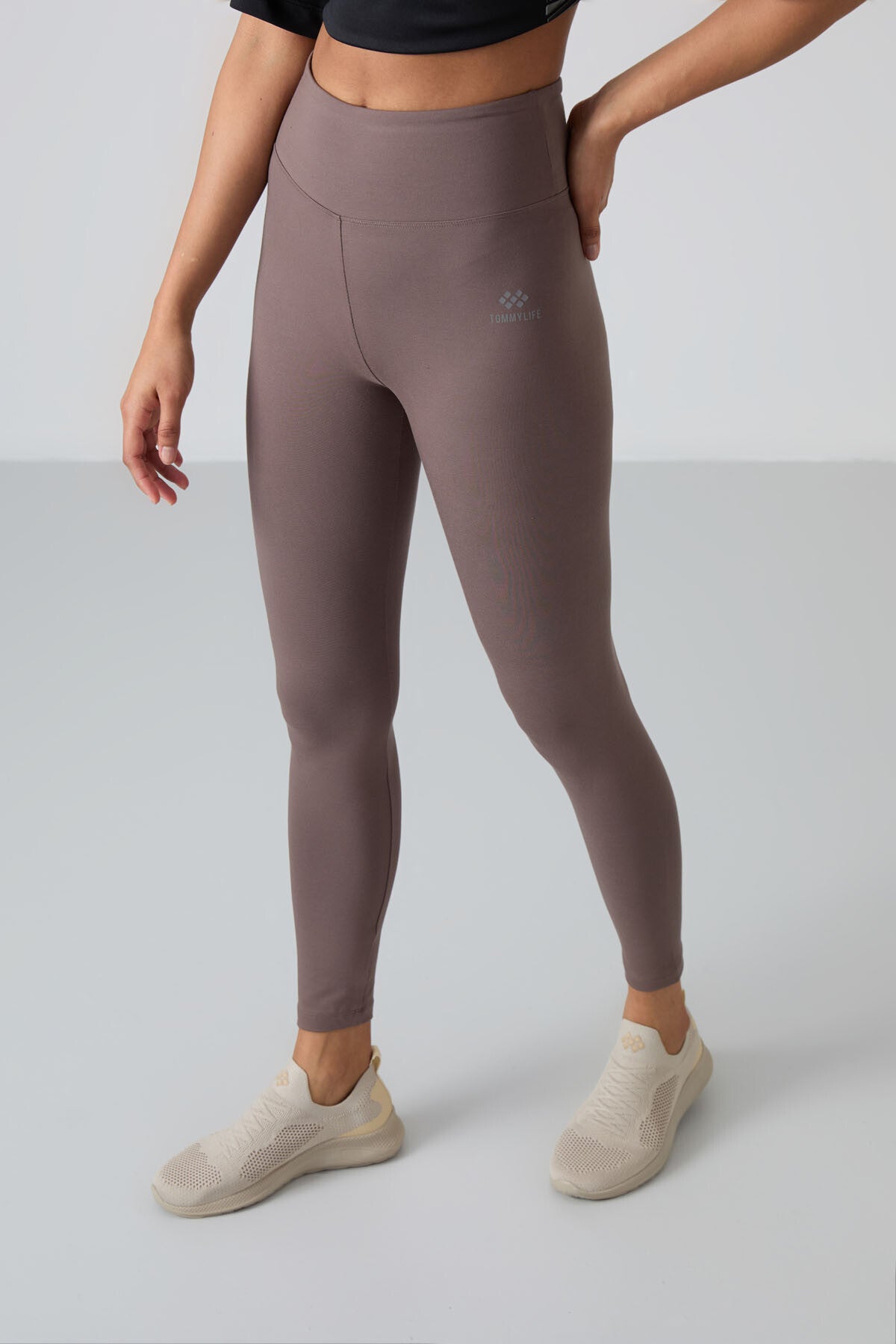 Kahverengi Yüksek Bel Toparlayıcı Slim Fit Dar Paça Kadın Tayt - 94011