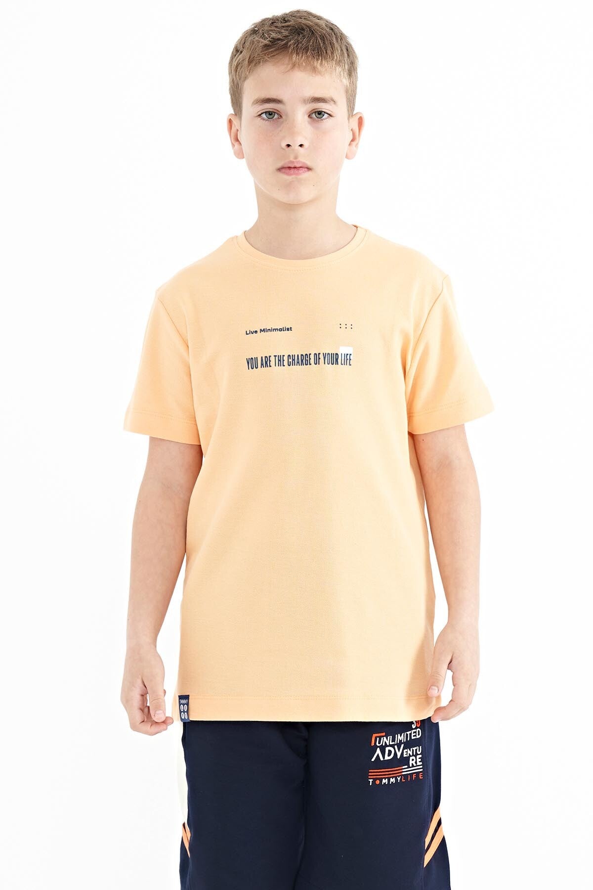 Kavun Içi Baskı Detaylı O Yaka Standart Kalıp Erkek Çocuk T-Shirt - 11117