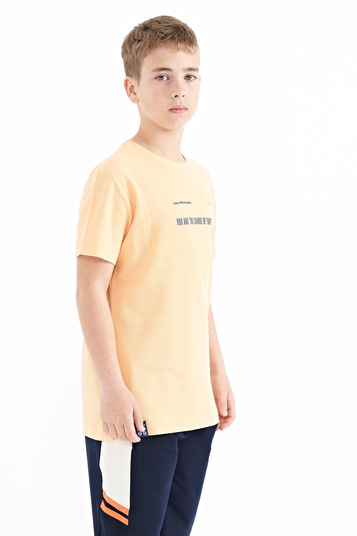 Kavun Içi Baskı Detaylı O Yaka Standart Kalıp Erkek Çocuk T-Shirt - 11117