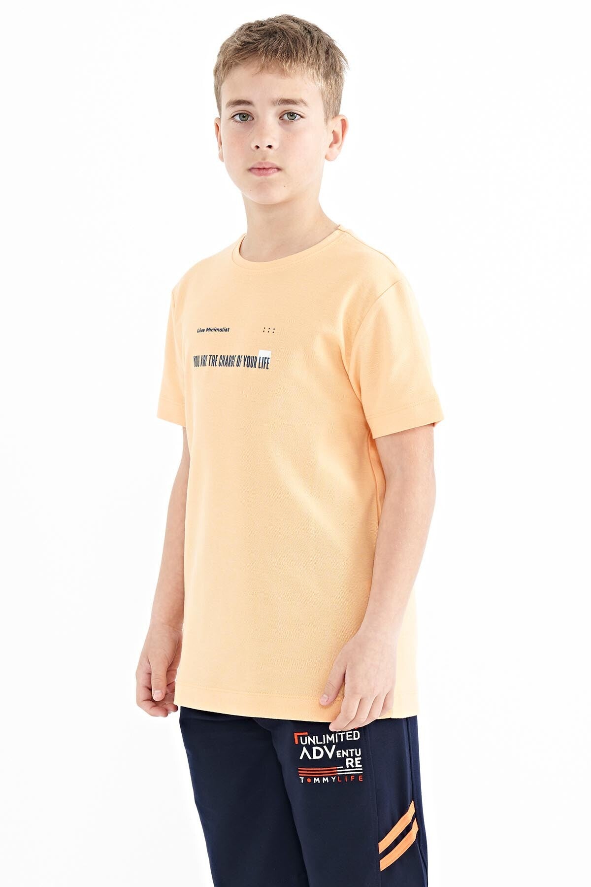Kavun Içi Baskı Detaylı O Yaka Standart Kalıp Erkek Çocuk T-Shirt - 11117