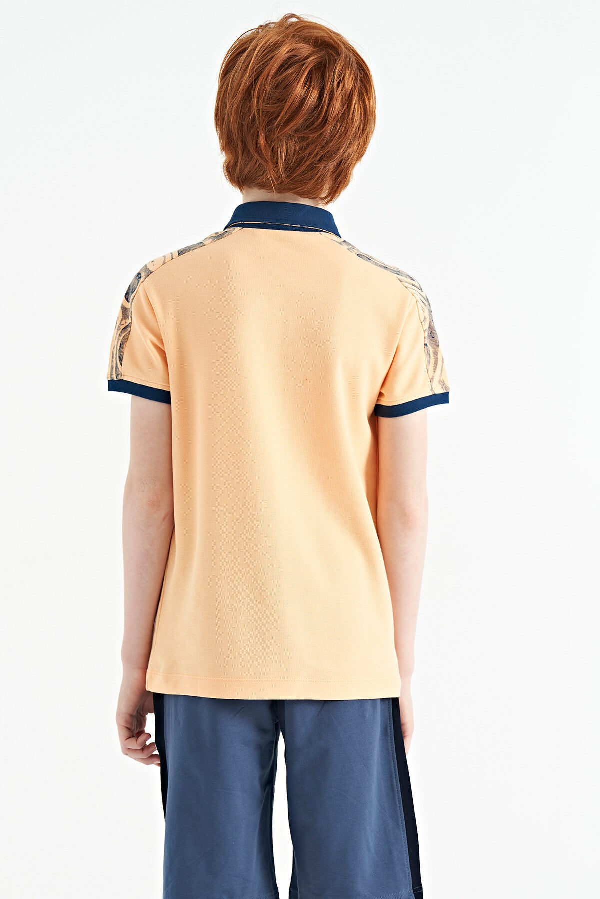 Kavun Içi Baskı Detaylı Pola Yaka Standart Kalıp Erkek Çocuk T-Shırt - 11166