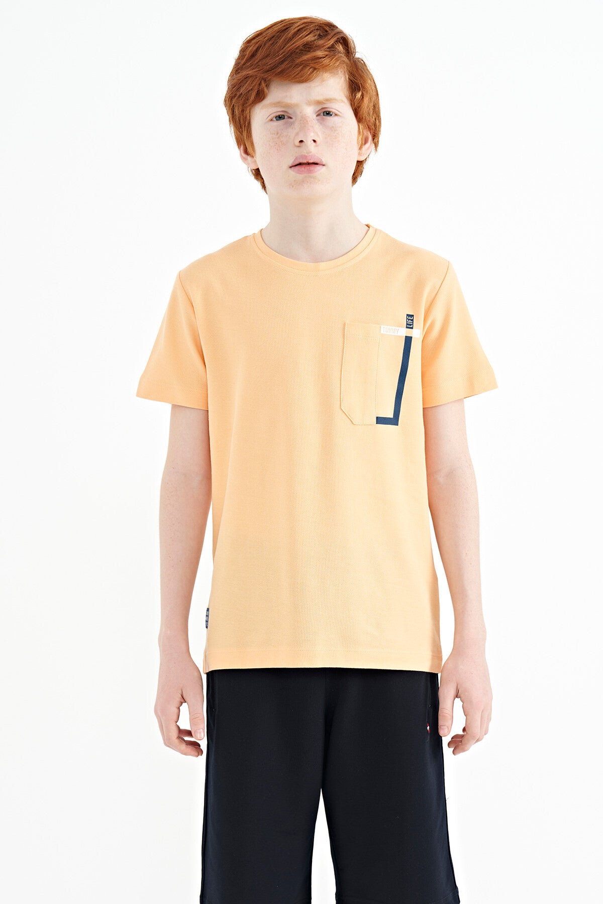 Kavun içi Cep Detaylı O Yaka Standart Kalıp Erkek Çocuk T-Shirt - 11120