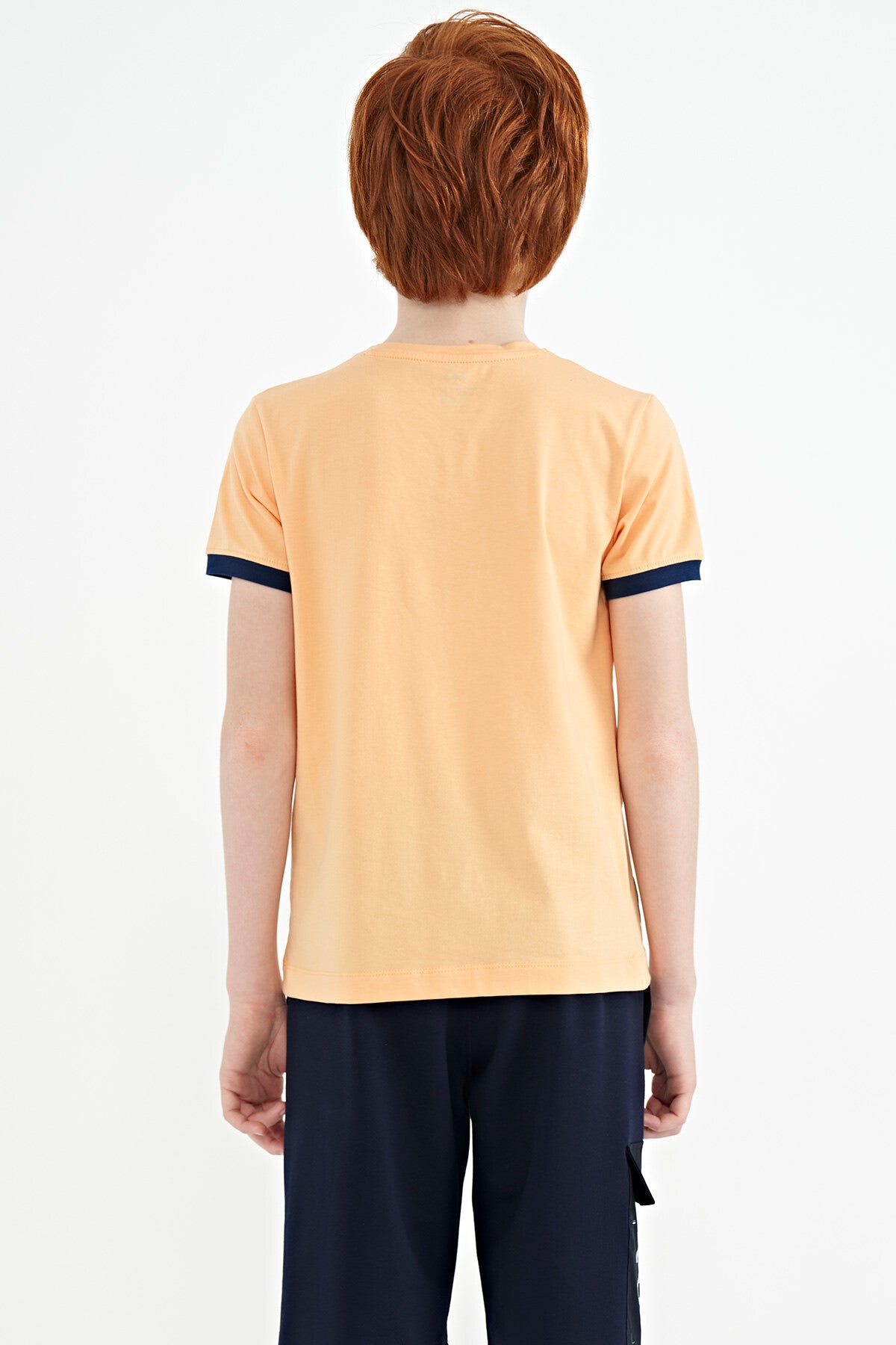Kavun Içi Minimal Yazı Baskılı Standart Kalıp O Yaka Erkek Çocuk T-Shirt - 11132