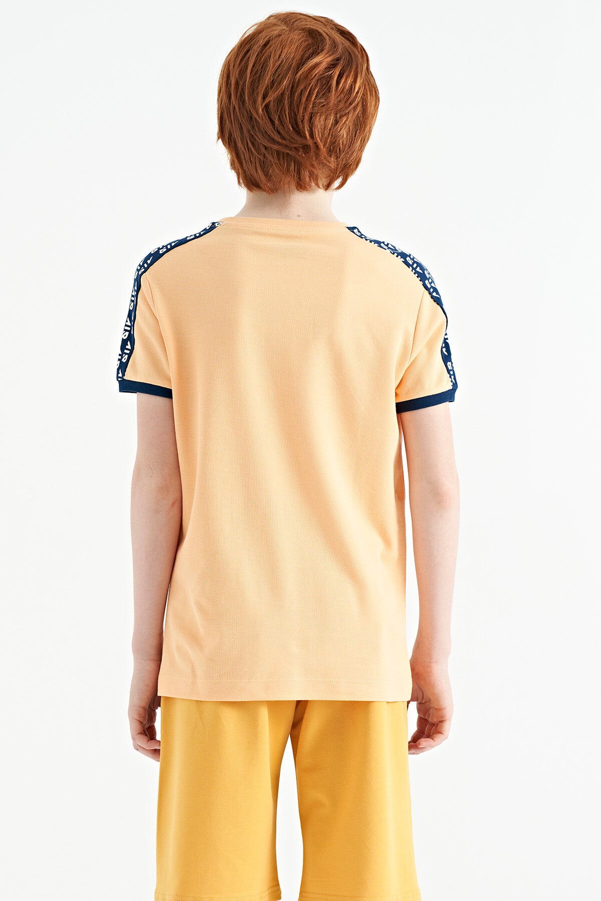 Kavun Içi Omuz Baskı Detaylı Standart Kalıp O Yaka Erkek Çocuk T-Shirt - 11121
