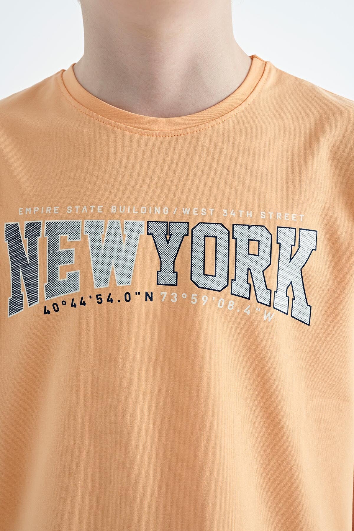 Kavun Içi Yazı Baskılı Standart Kalıp O Yaka Erkek Çocuk T-Shirt - 11105