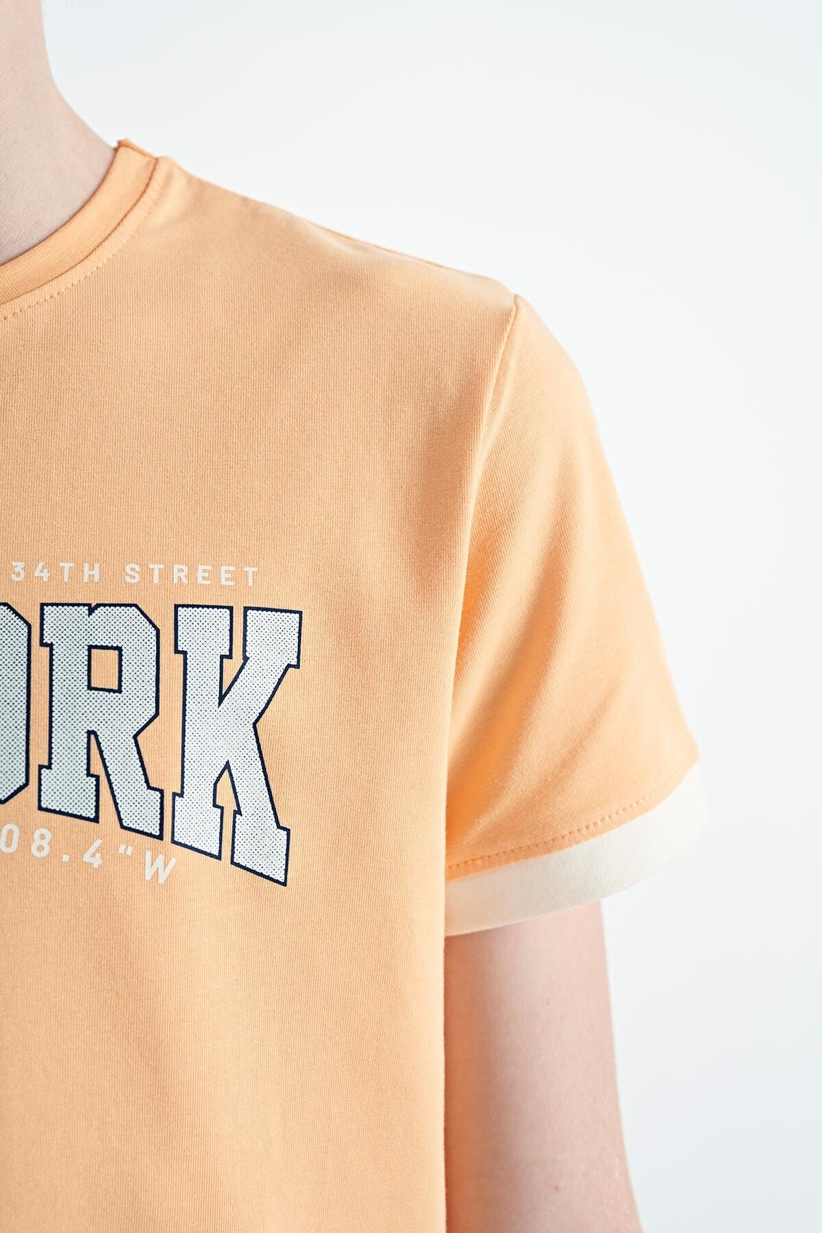 Kavun Içi Yazı Baskılı Standart Kalıp O Yaka Erkek Çocuk T-Shirt - 11105