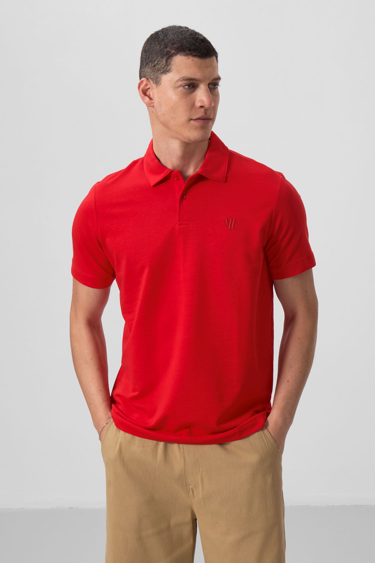 Kırmızı Standart Kalıp Basic Polo Yaka Erkek T-Shirt - 87768