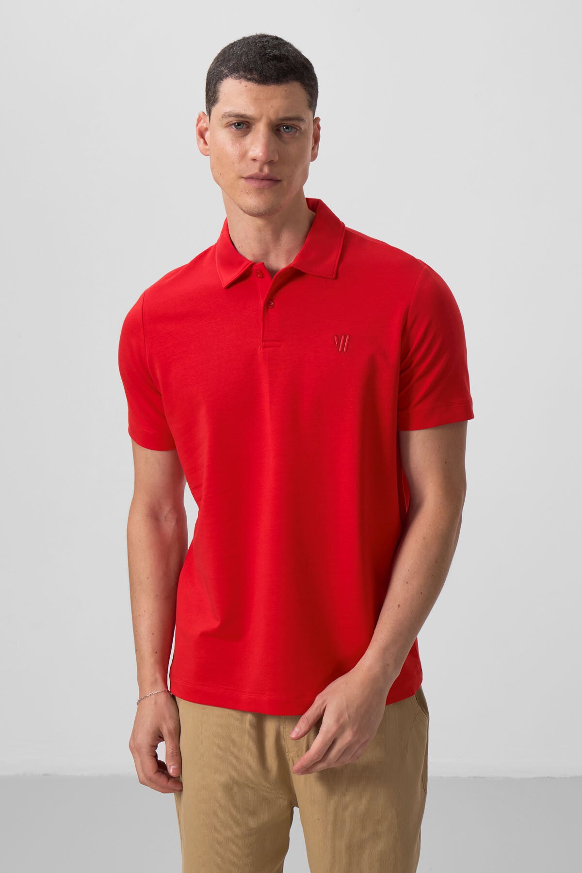 Kırmızı Standart Kalıp Basic Polo Yaka Erkek T-Shirt - 87768