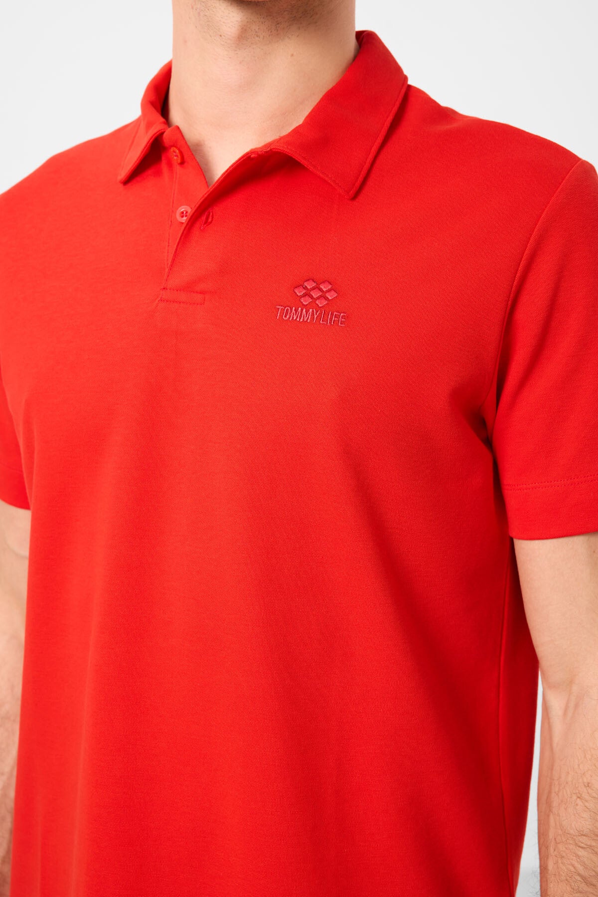 Kırmızı Standart Kalıp Basic Polo Yaka Erkek T-Shirt - 87748