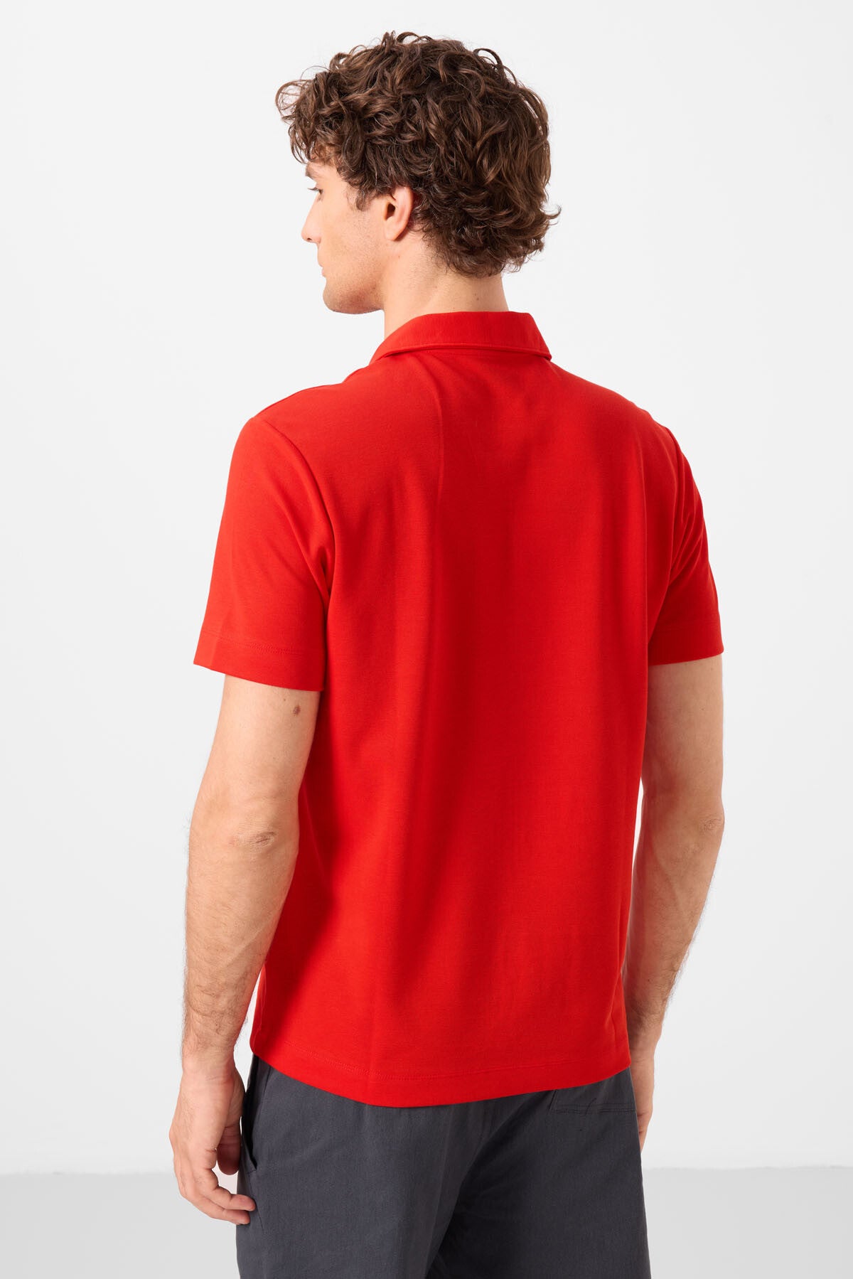 Kırmızı Standart Kalıp Basic Polo Yaka Erkek T-Shirt - 87748