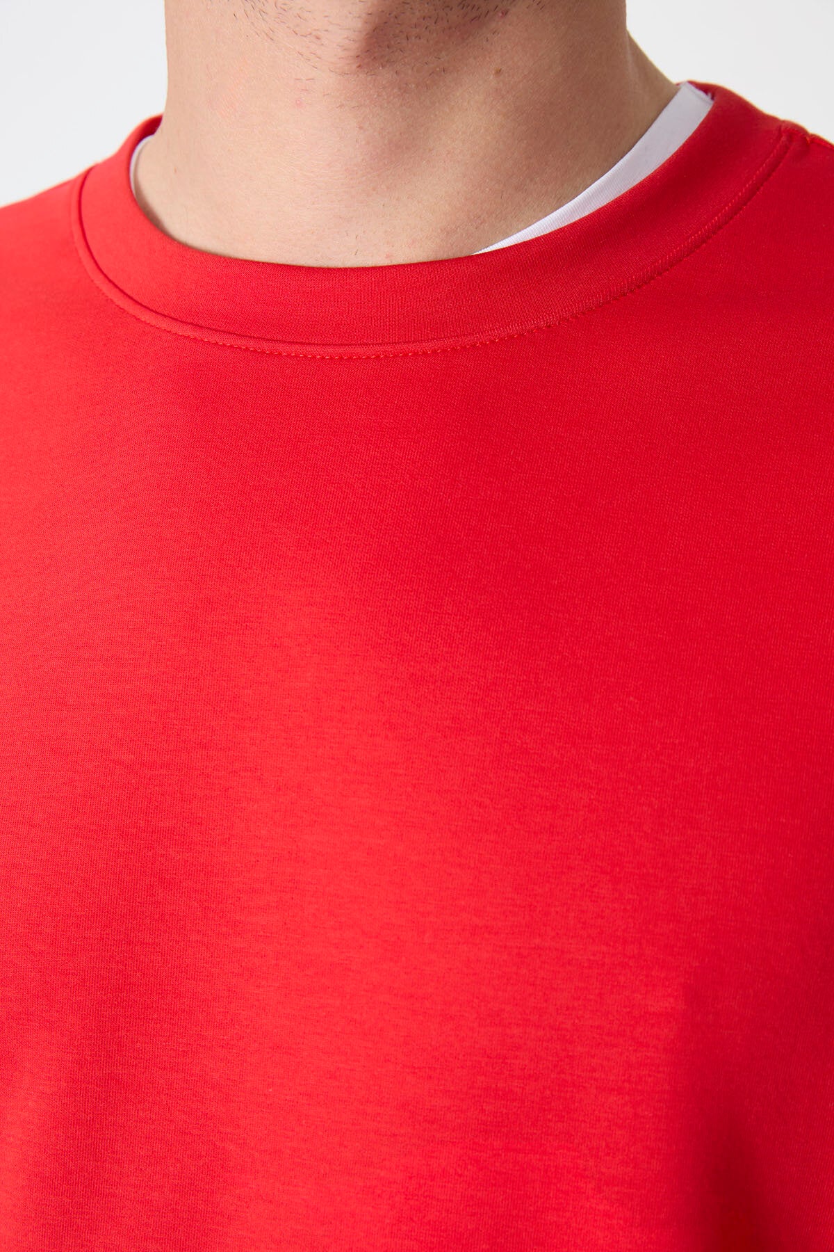 Kırmızı Basic O Yaka Rahat Form Erkek Sweatshirt - 88053