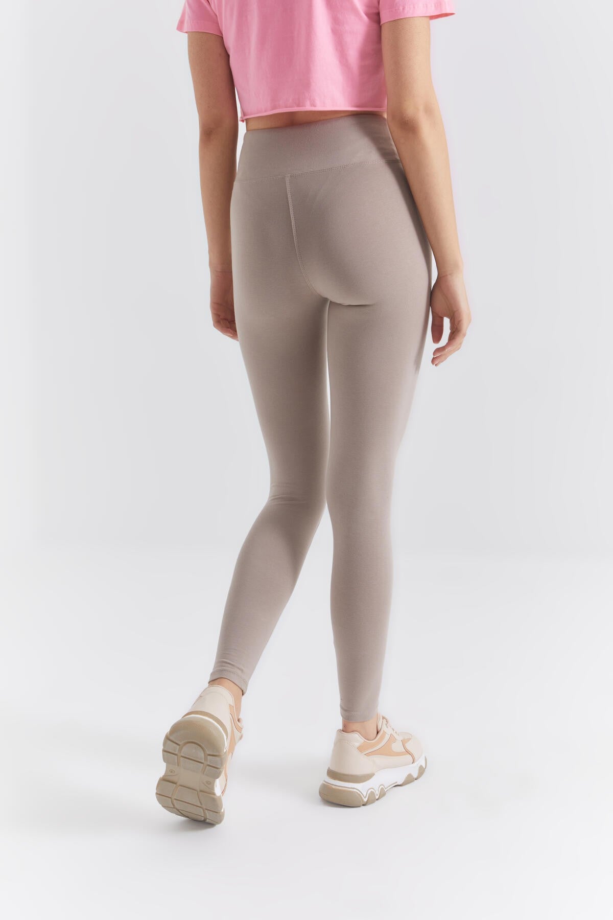 Koyu Bej Yüksek Bel Toparlayıcı Slim Fit Dar Paça Kadın Tayt - 94011