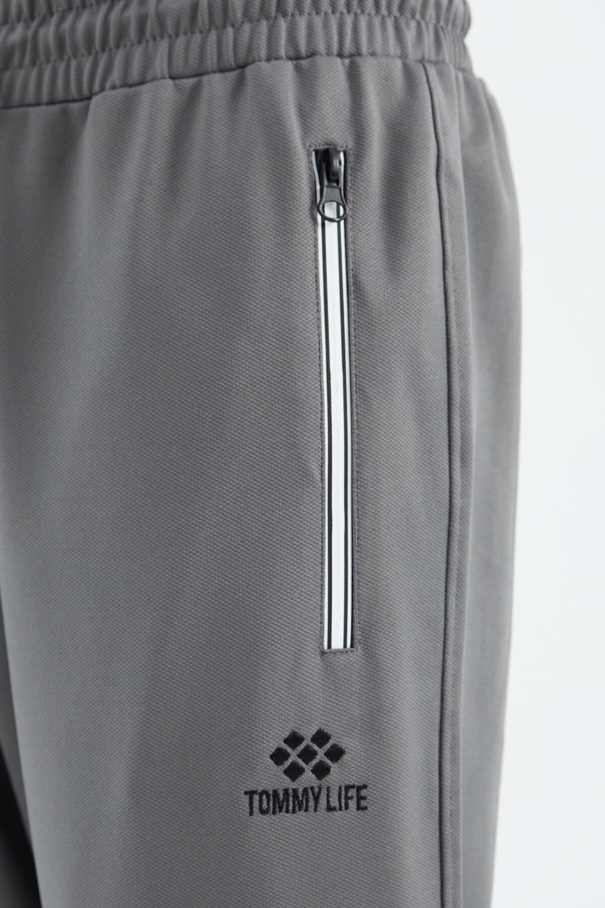 Koyu Gri Bağcıklı Cep Detaylı Rahat Kalıp Erkek Eşofman Alt - 84993