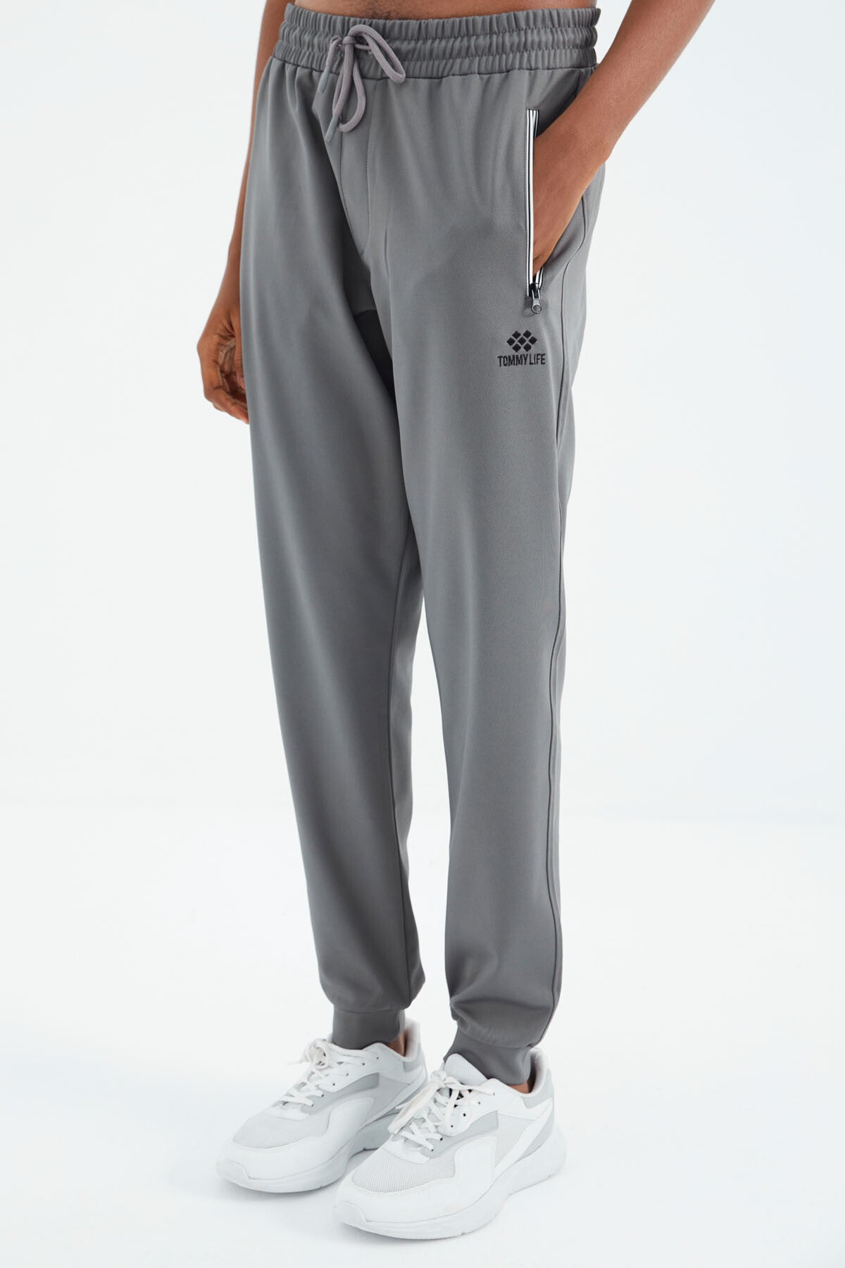 Koyu Gri Bağcıklı Cep Detaylı Rahat Kalıp Erkek Eşofman Alt - 84993