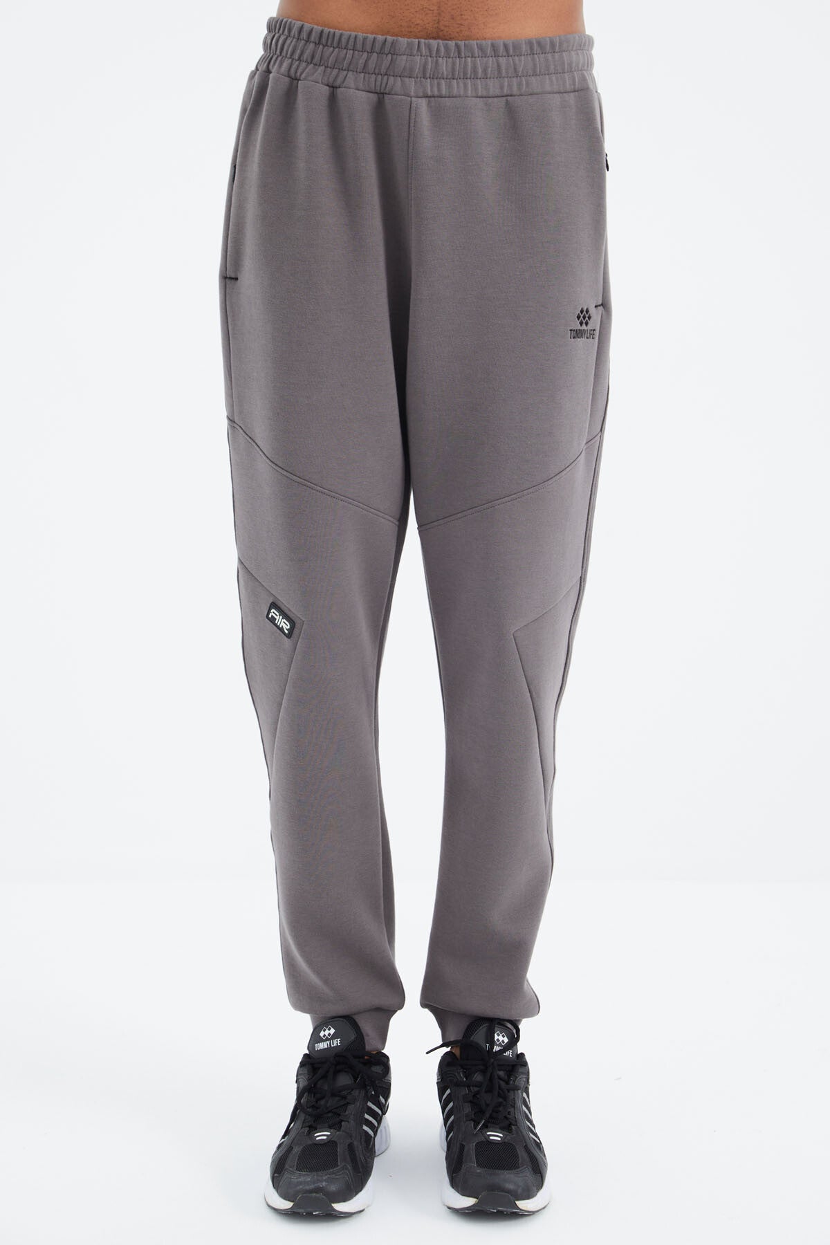 Koyu Gri Bağcıklı Şerit Detaylı Rahat Kalıp Erkek Eşofman Alt - 82100