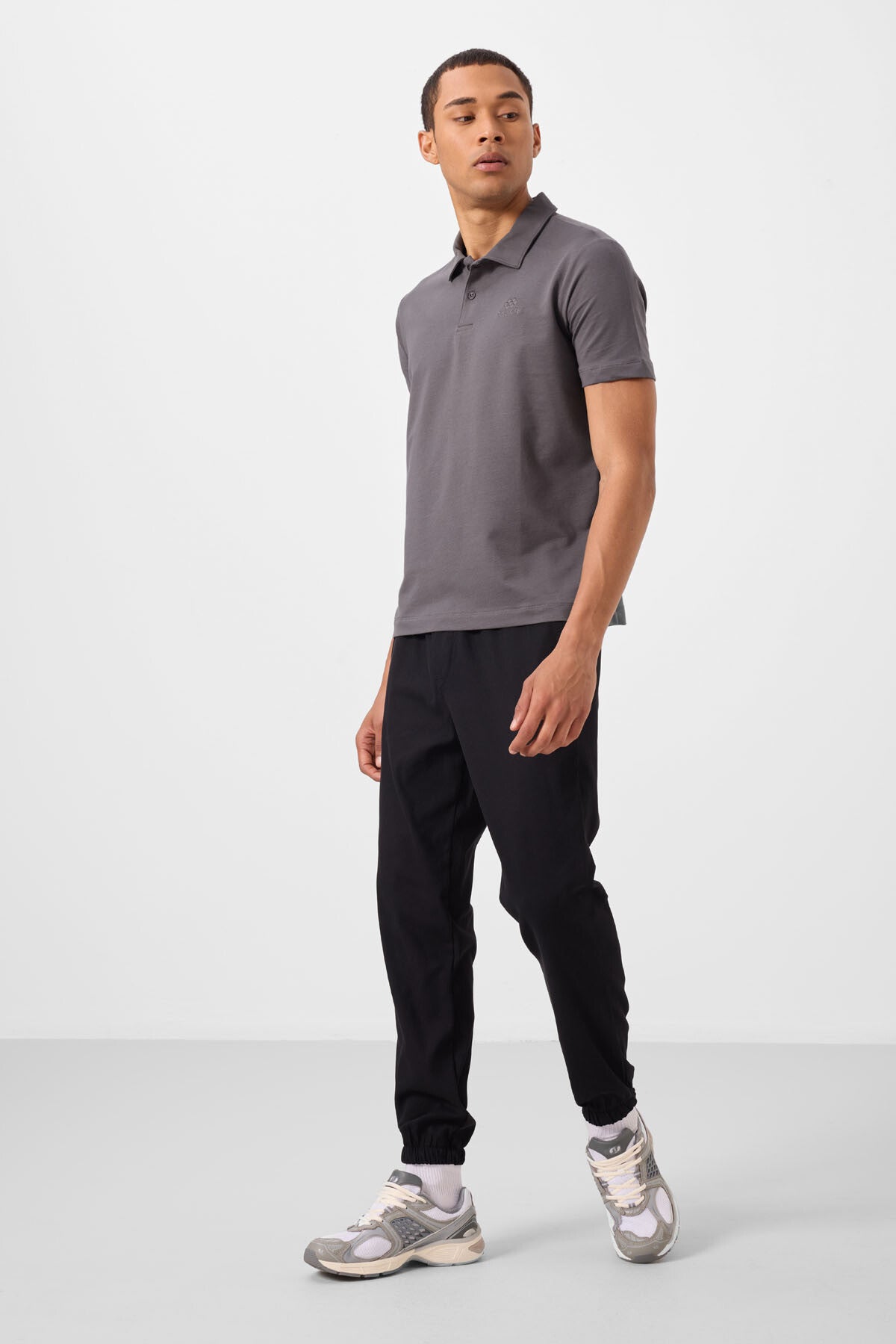 Koyu Gri Standart Kalıp Basic Polo Yaka Erkek T-Shirt - 87748