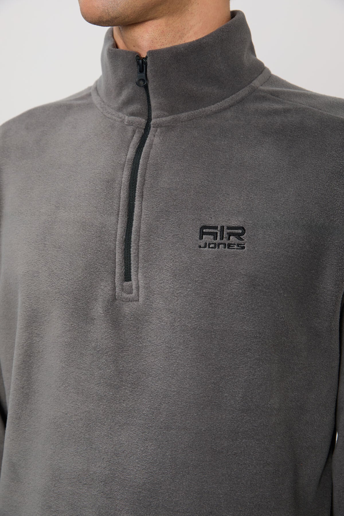 River Koyu Gri Dik Yaka Erkek Polar Sweatshirt - 88310