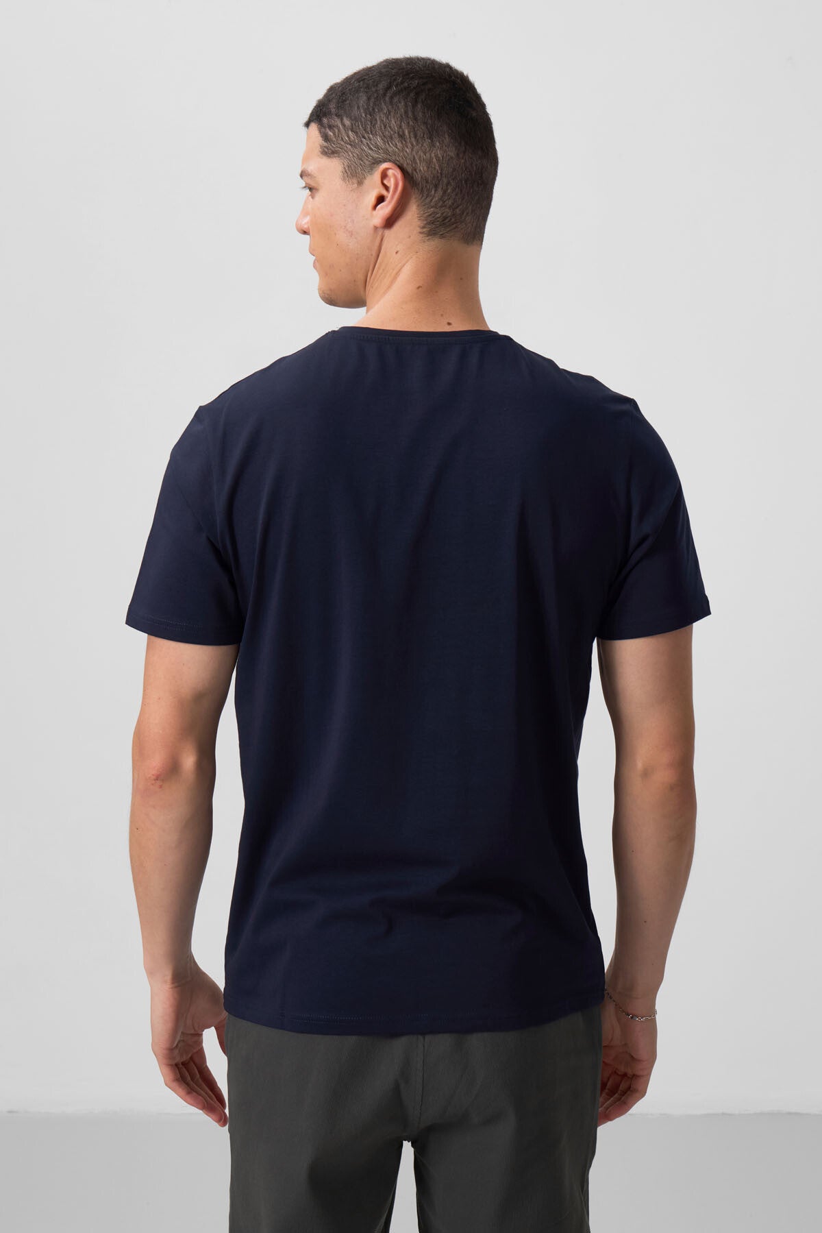 Lacivert Erkek Basic Kısa Kol Standart Kalıp O Yaka T-shirt - 87911