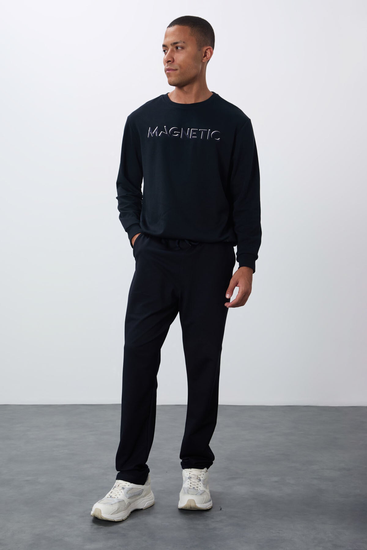 Lacivert Bağcıklı Cepli Standart Kalıp Klasik Paça Erkek Eşofman Alt - 84682