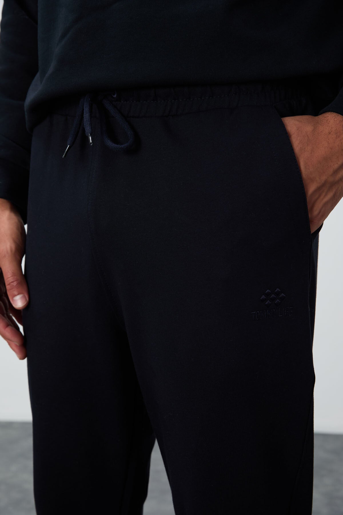 Lacivert Bağcıklı Cepli Standart Kalıp Klasik Paça Erkek Eşofman Alt - 84682