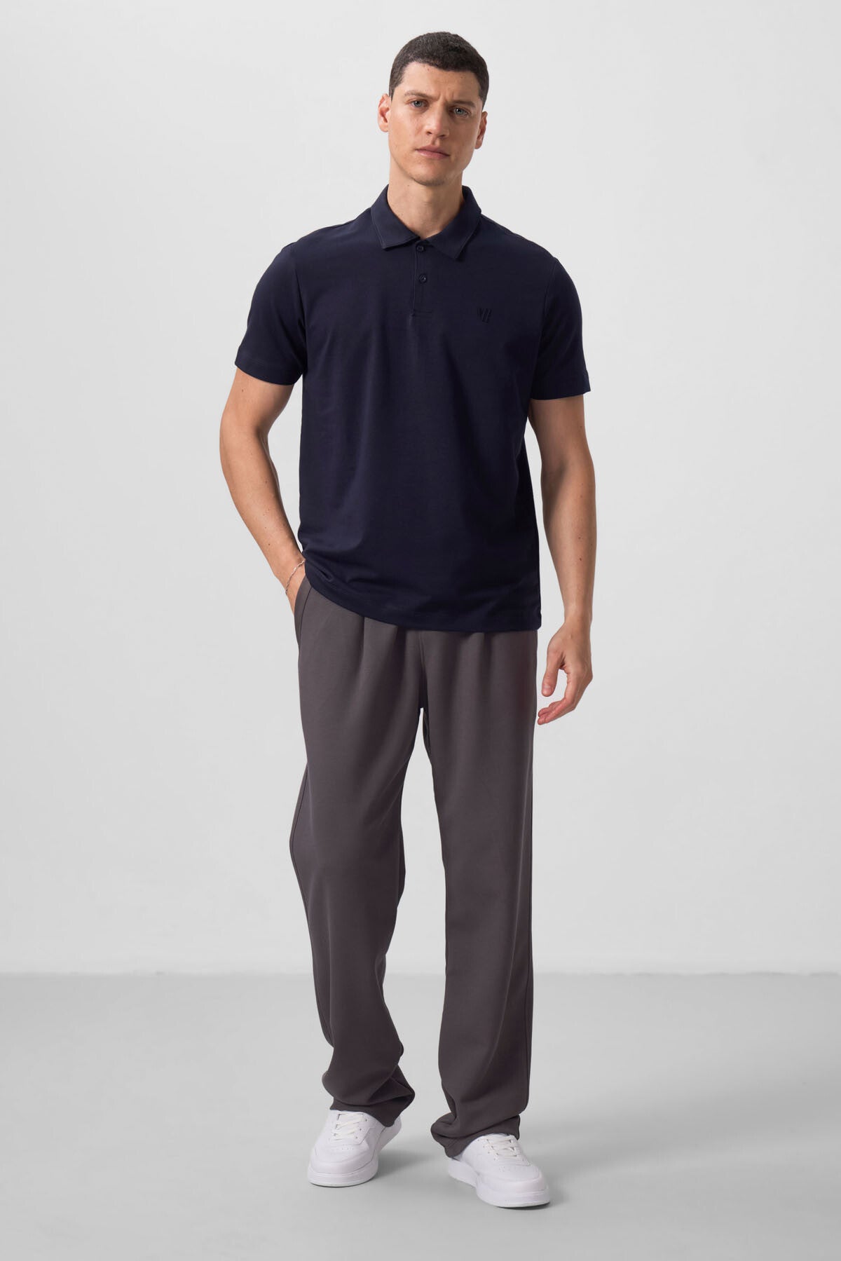 Lacivert Standart Kalıp Basic Polo Yaka Erkek T-Shirt - 87768