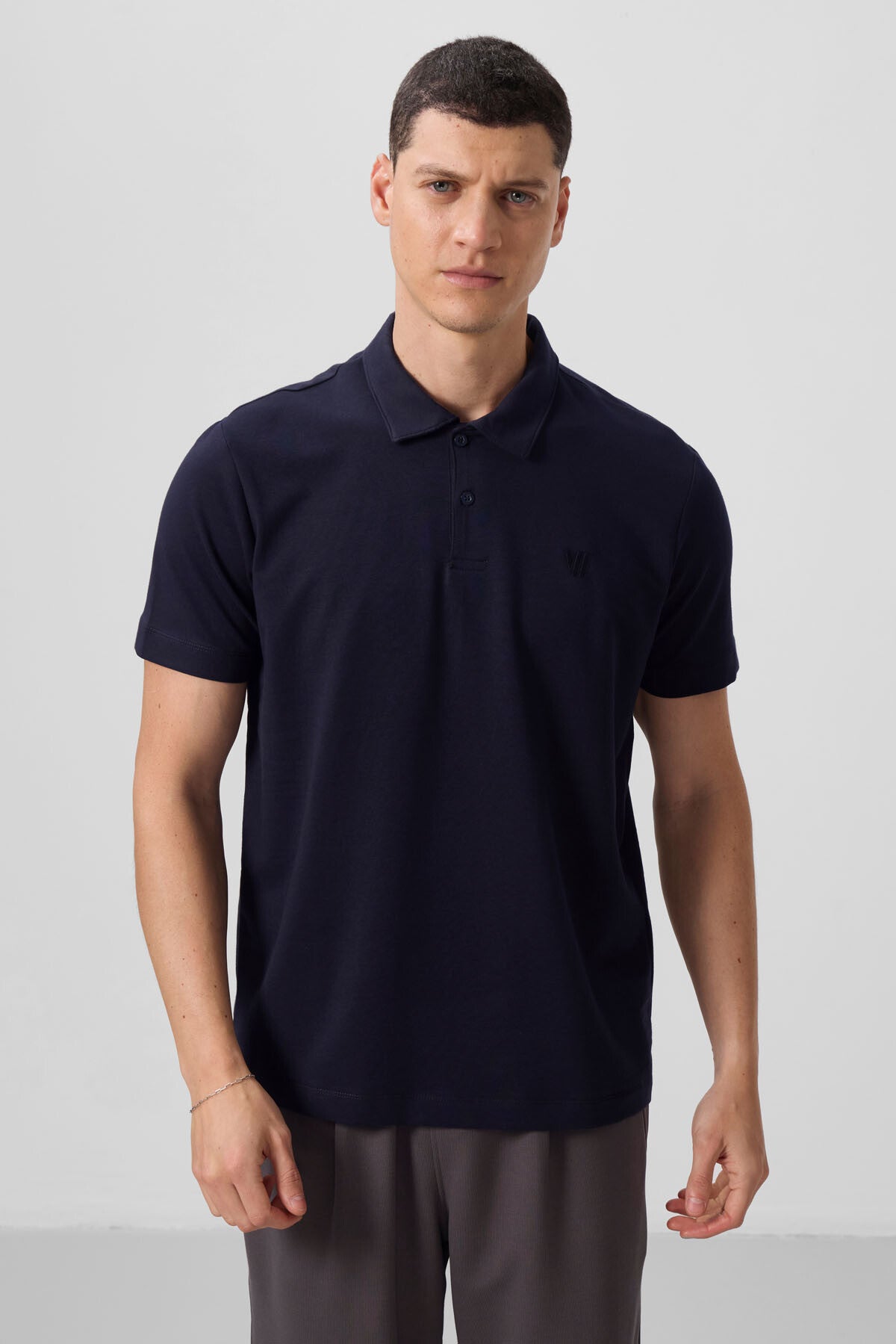 Lacivert Standart Kalıp Basic Polo Yaka Erkek T-Shirt - 87768