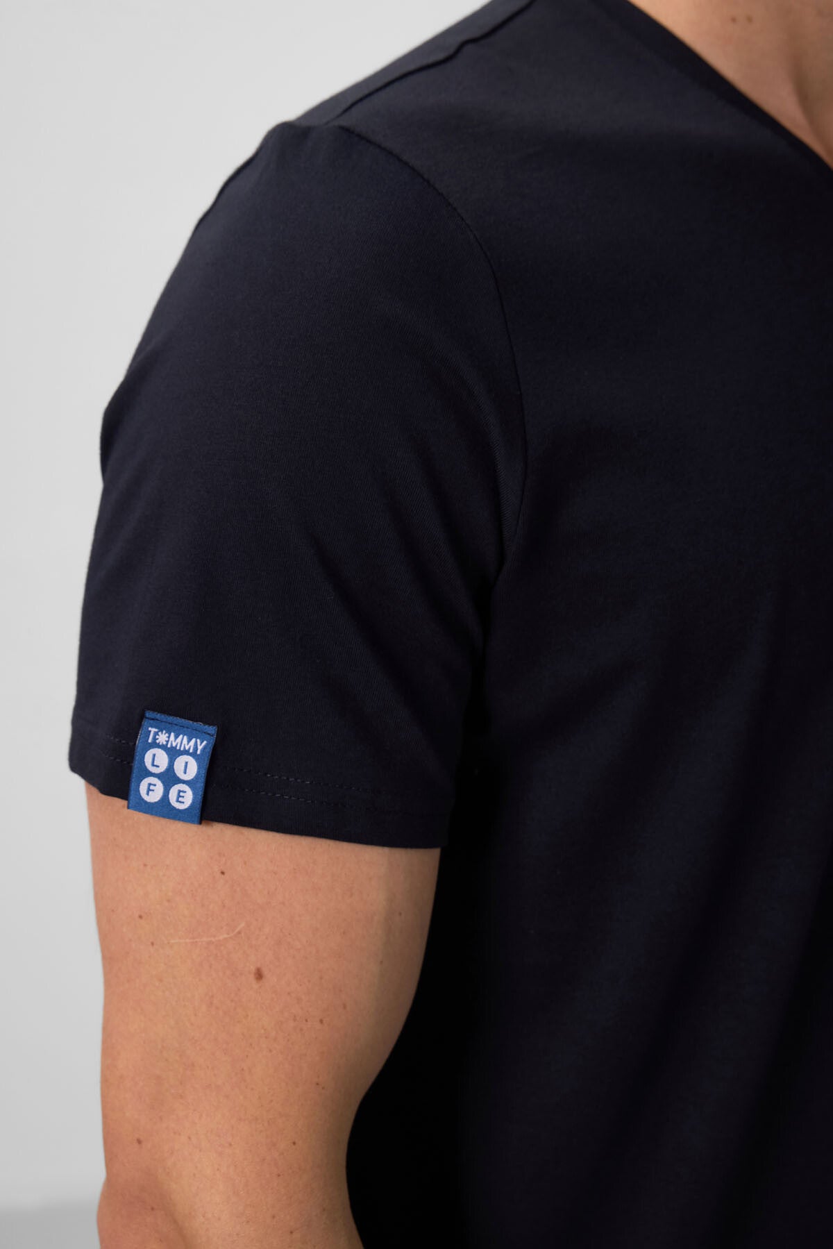 Lacivert Basic Kısa Kol Standart Kalıp V Yaka Erkek T-Shirt - 87912