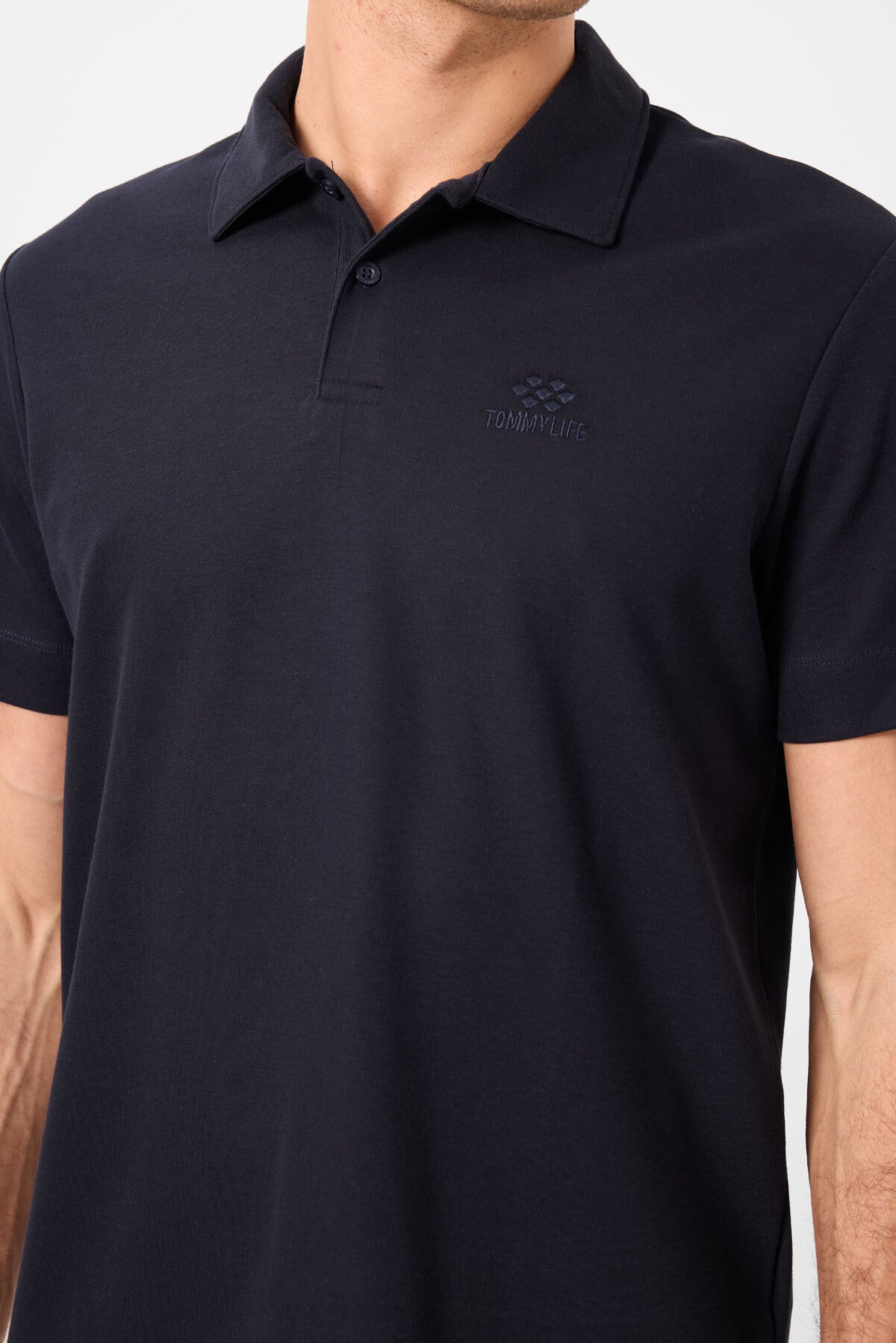 Lacivert Standart Kalıp Basic Polo Yaka Erkek T-Shirt - 87748