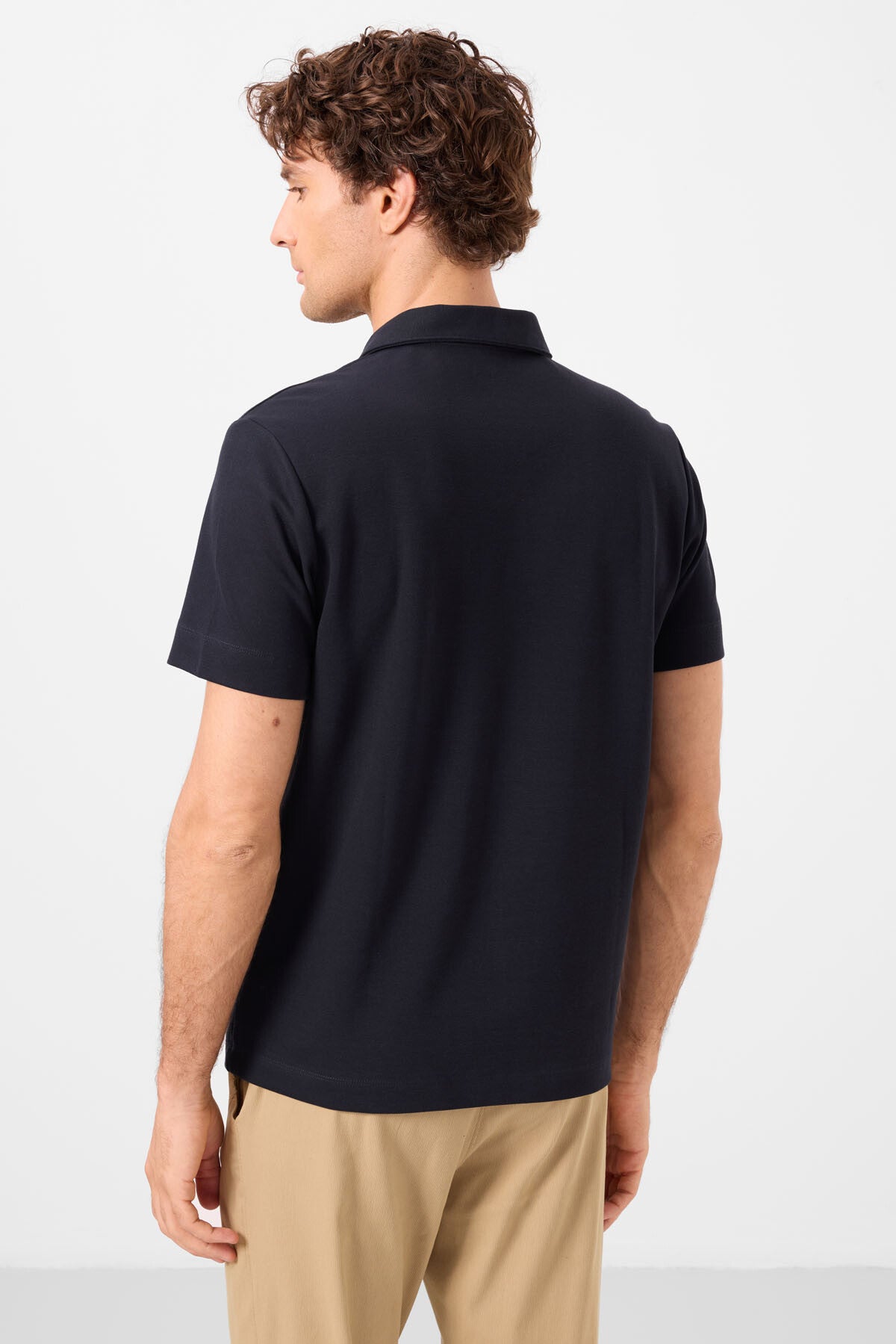 Lacivert Standart Kalıp Basic Polo Yaka Erkek T-Shirt - 87748