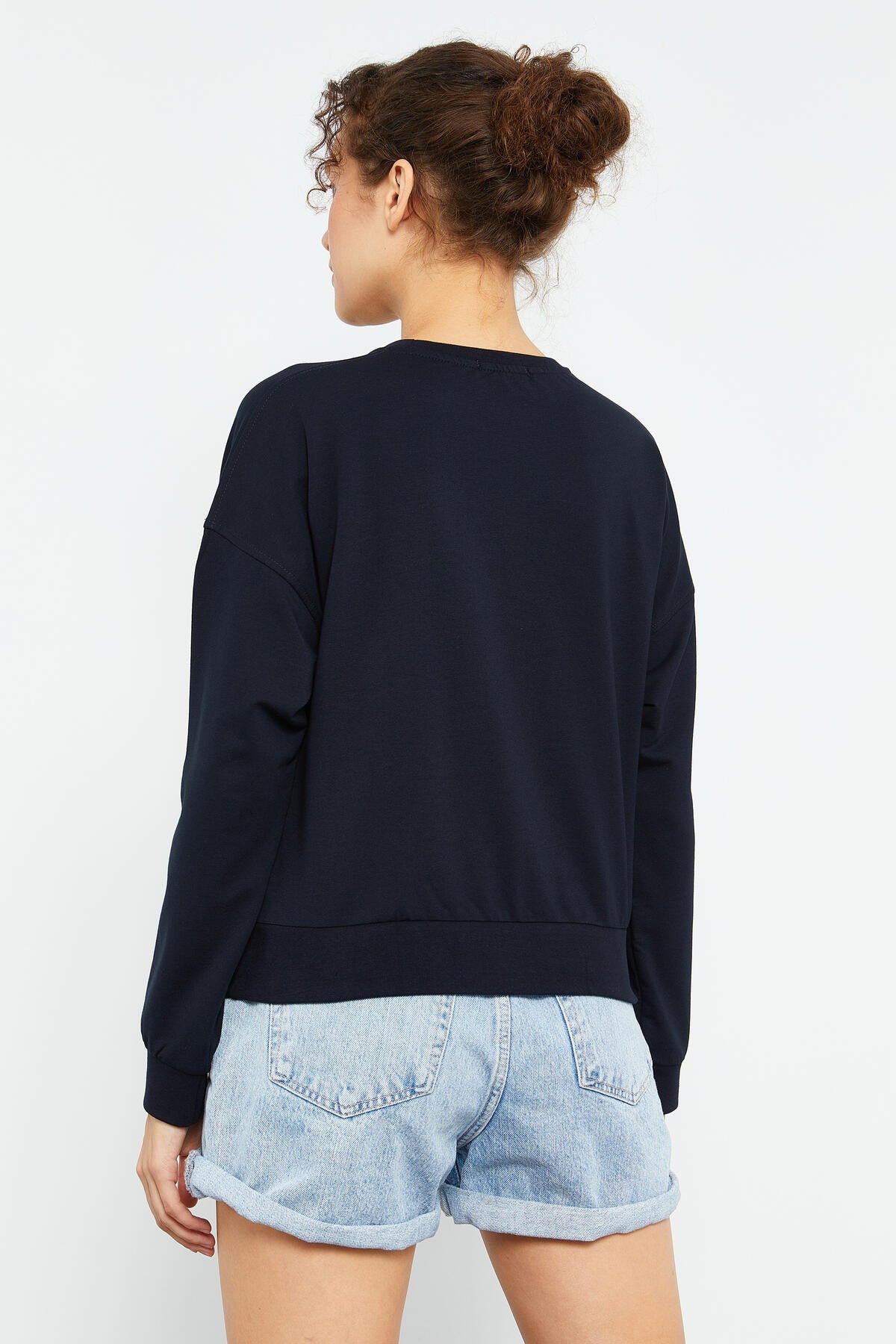 Lacivert Basic Rahat Form O Yaka Kadın Sweatshirt - 97114