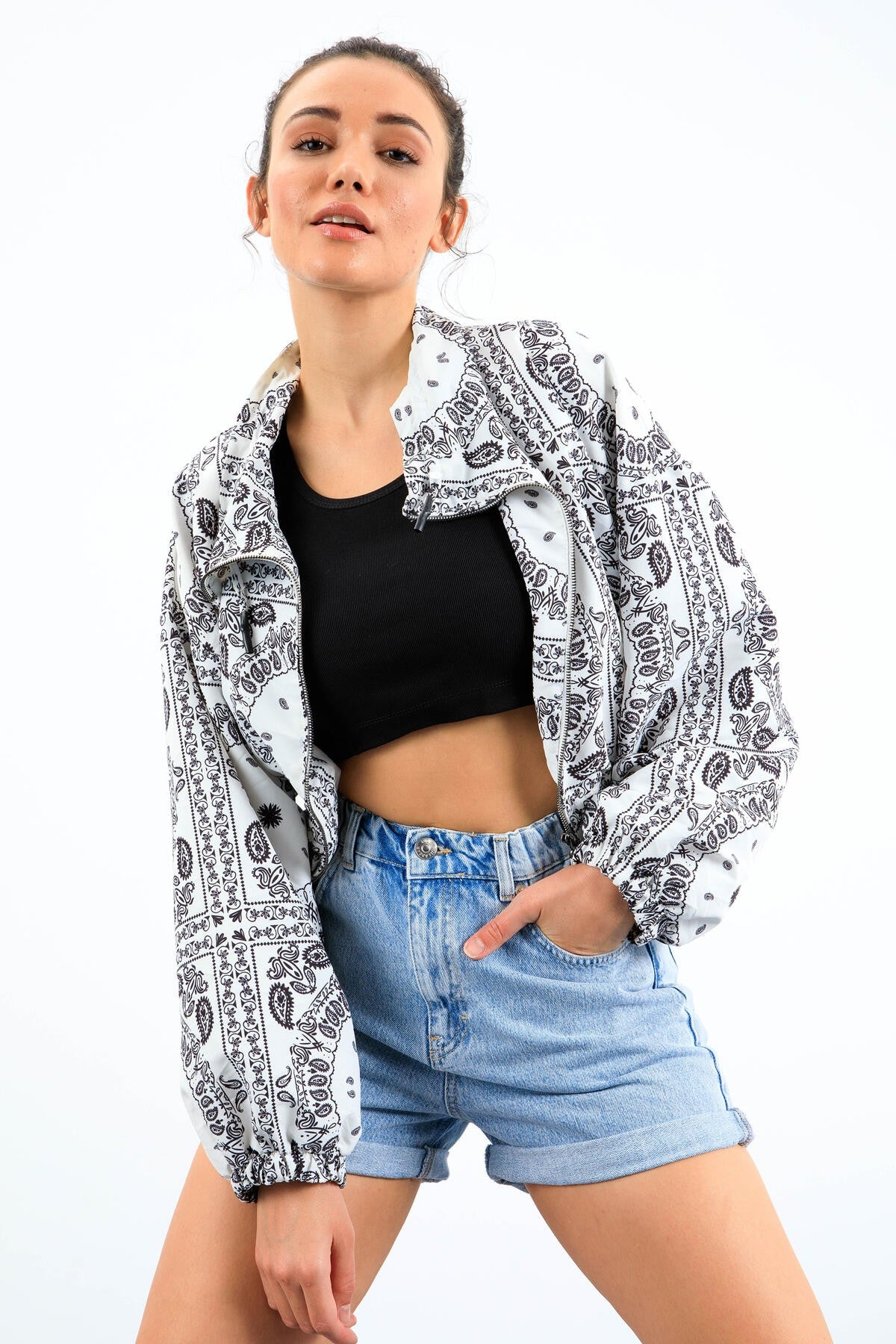 Lacivert Basic Sıfır Kol Dar Kalıp U Yaka Kadın Crop Top Atlet - 97162