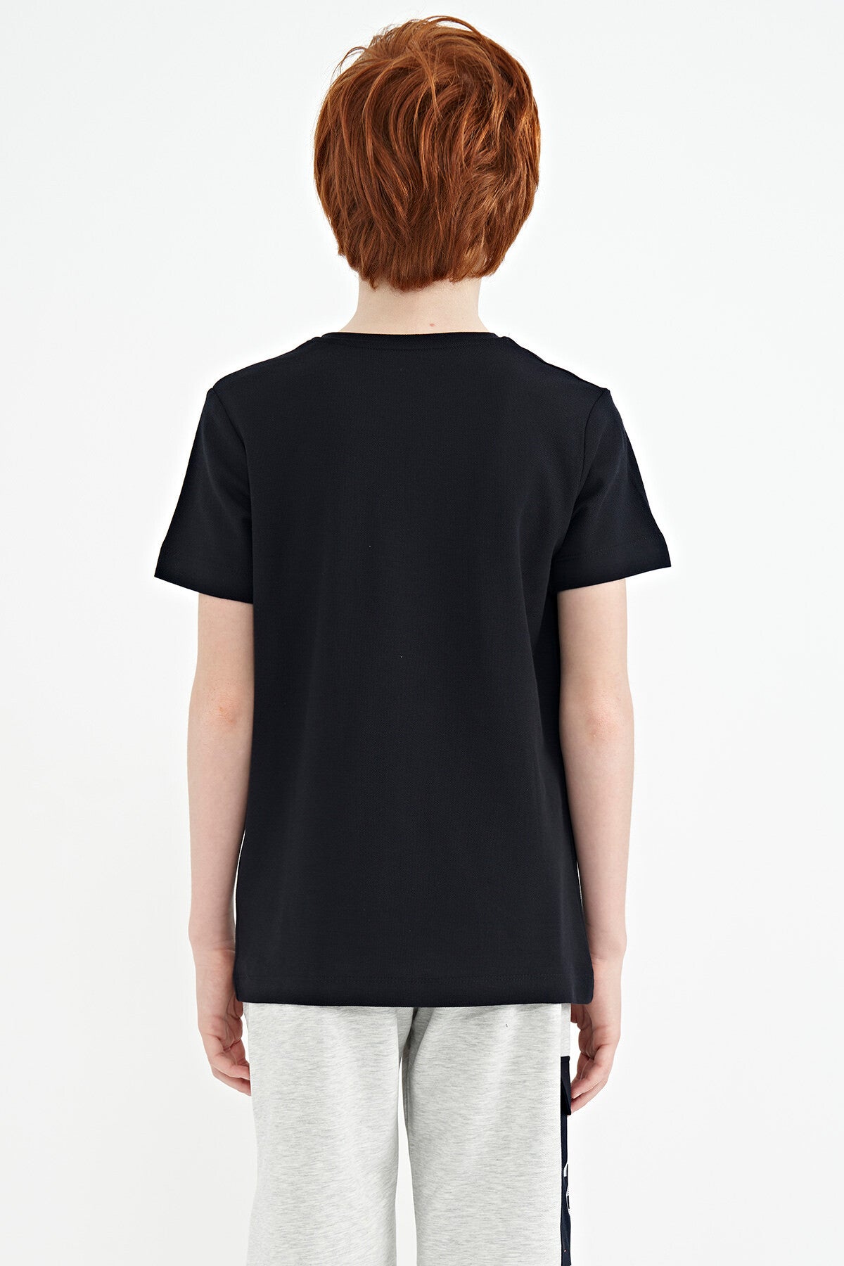 Lacivert Baskı Detaylı O Yaka Standart Kalıp Erkek Çocuk T-Shirt - 11145