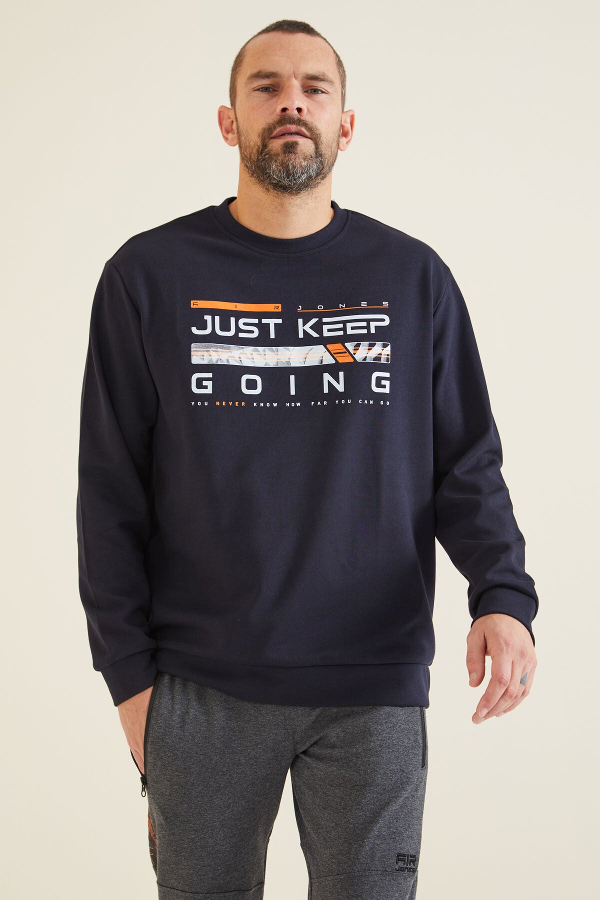 Urien Lacivert Baskılı Erkek Sweatshirt - 88129