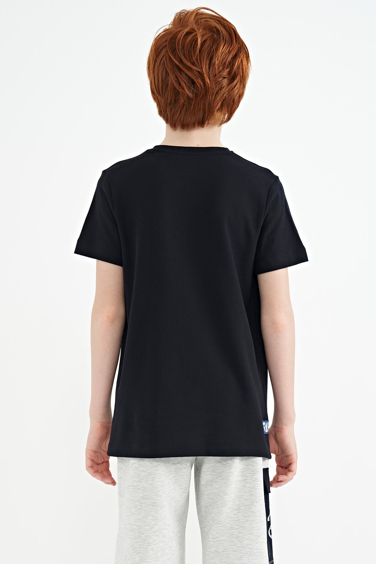 Lacivert Cep Detaylı O Yaka Standart Kalıp Erkek Çocuk T-Shirt - 11120