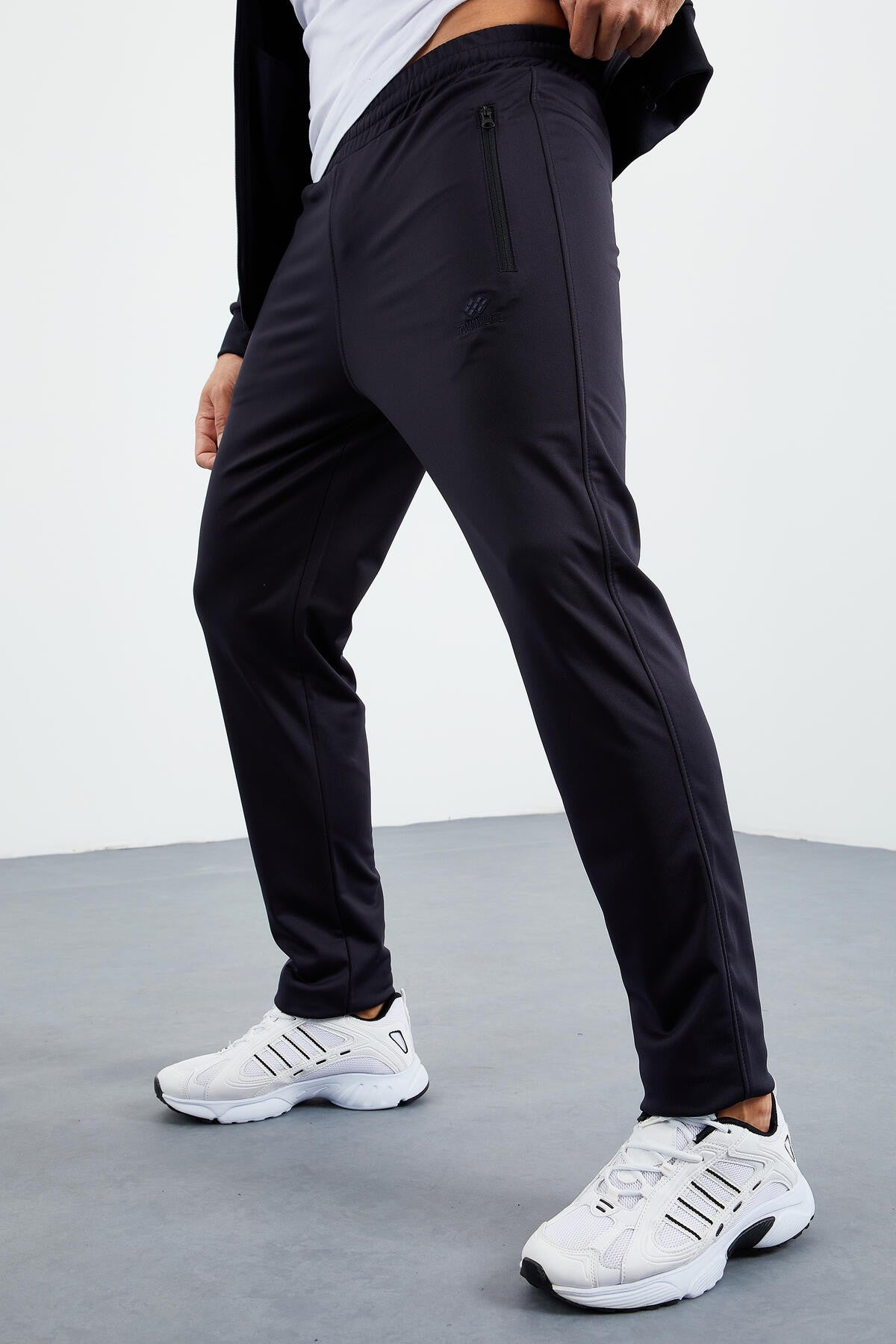 Lacivert Dik Yaka Fermuarlı Standart Kalıp Klasik Paça Erkek Eşofman Takımı - 85162