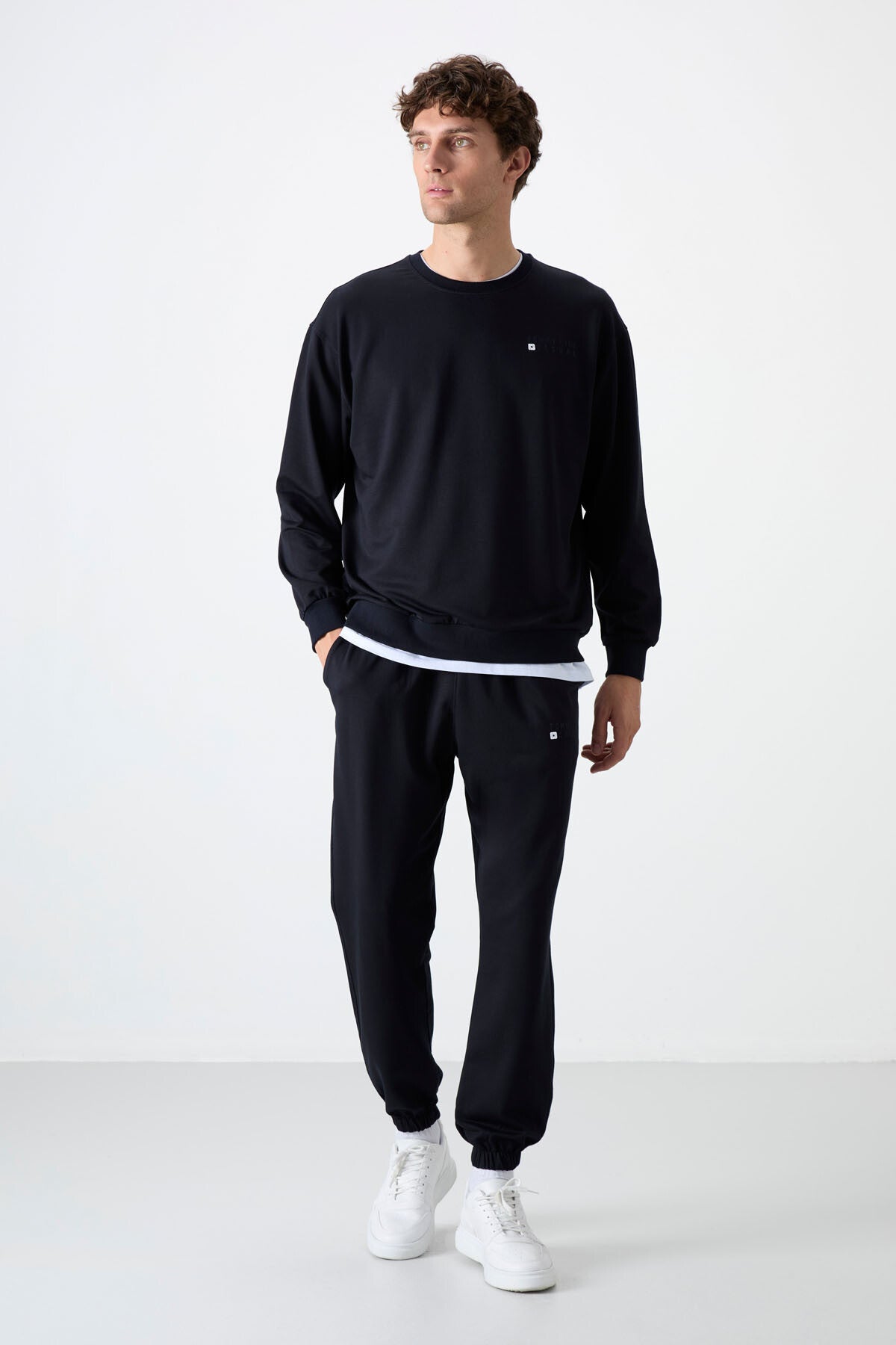Lacivert Casual O Yaka Jogger Erkek Oversize Eşofman Takımı - 85120