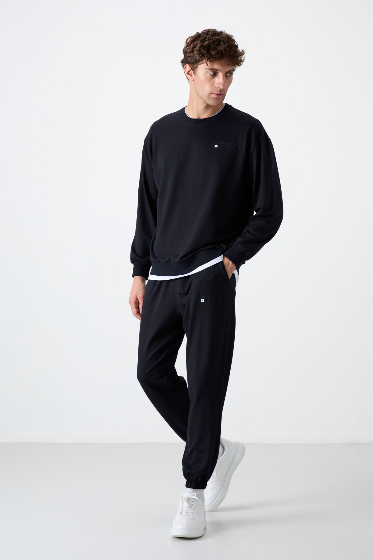 Lacivert Casual O Yaka Jogger Erkek Oversize Eşofman Takımı - 85120