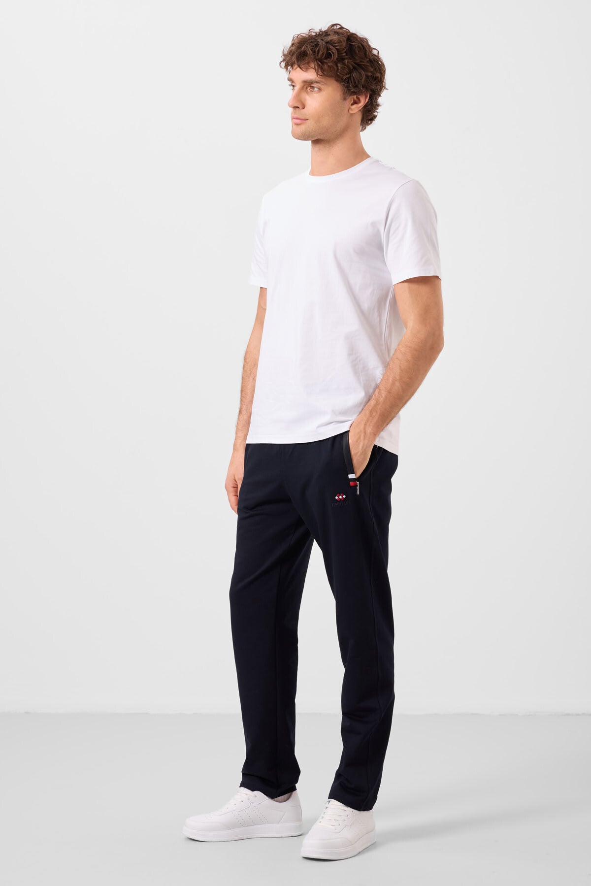 Lacivert Fermuar Cepli Dar Kalıp Klasik Paça Erkek Eşofman Alt - 84649