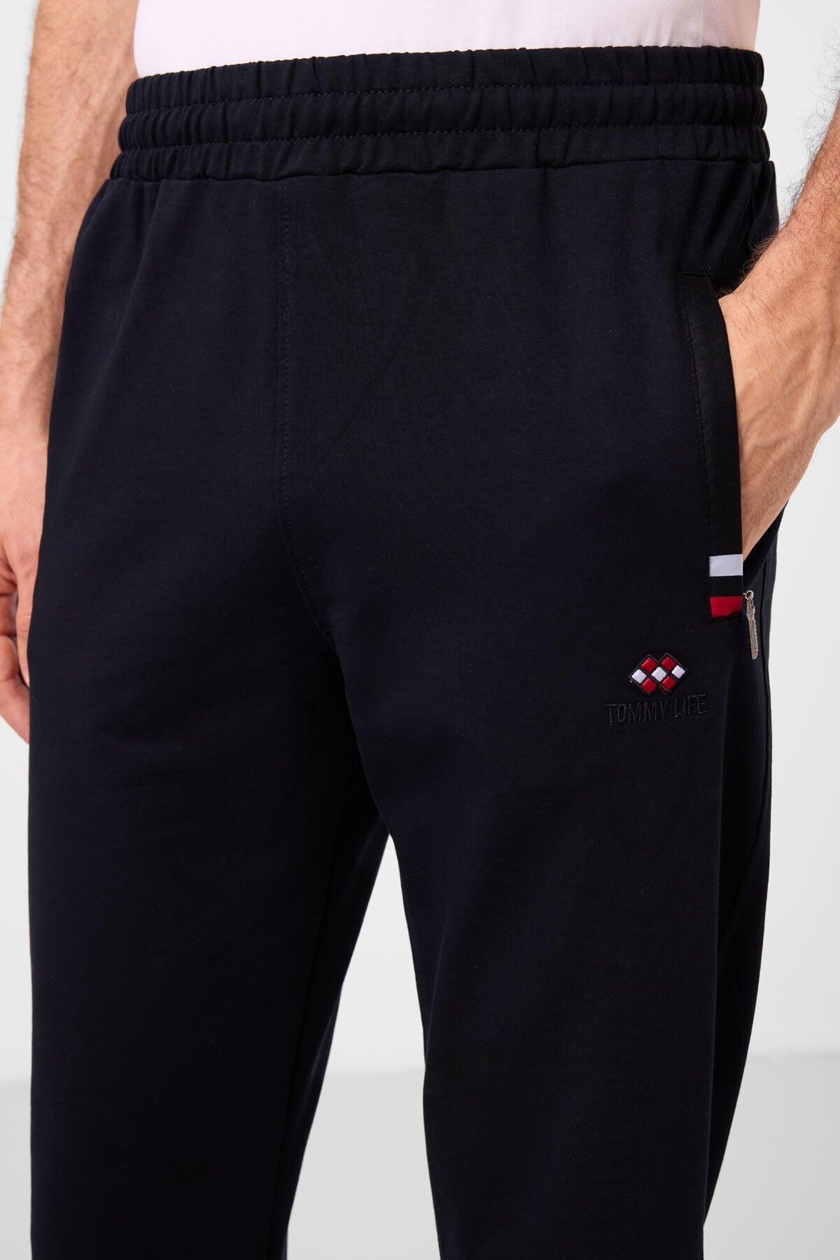 Lacivert Fermuar Cepli Dar Kalıp Klasik Paça Erkek Eşofman Alt - 84649