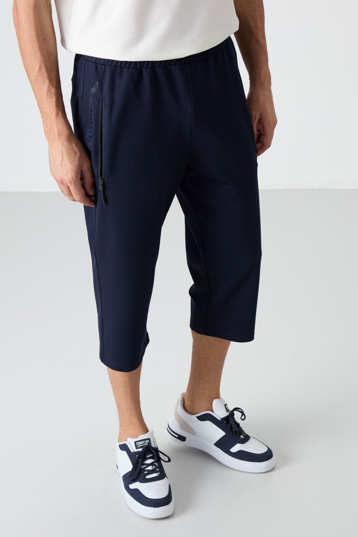 Lacivert Fermuar Cepli Standart Kalıp Klasik Paça Erkek Kapri - 83091