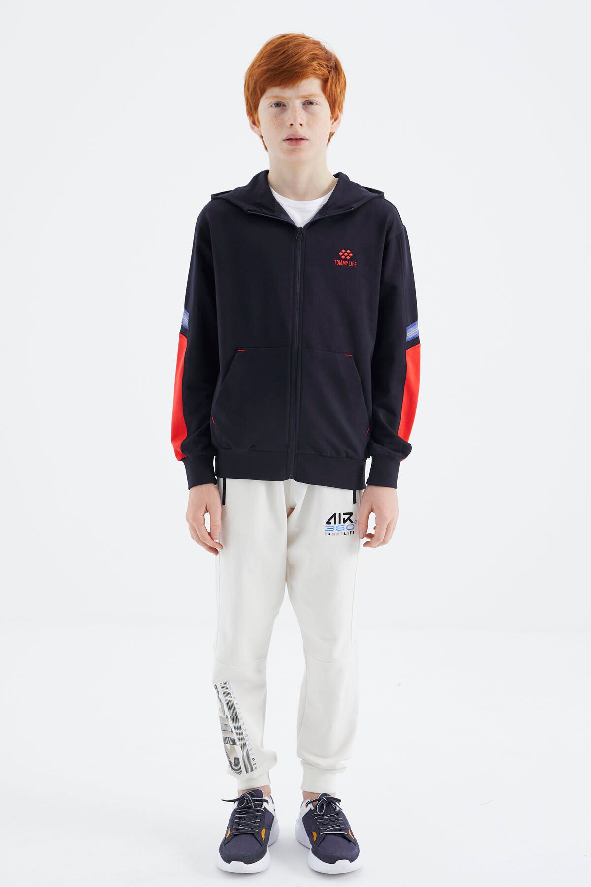Lacivert Fermuarlı Erkek Çocuk Sweatshirt - 11180